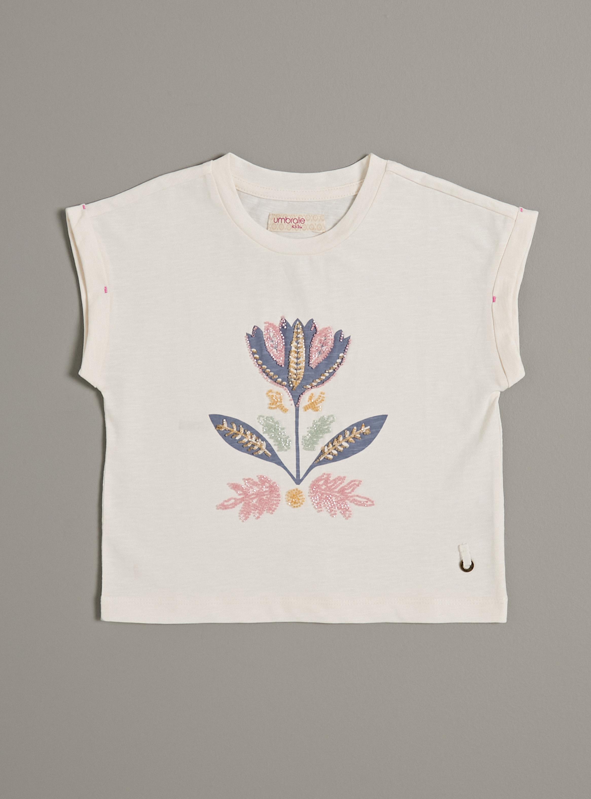 Polera Estampada con Bordado de Mostacillas Niña-1