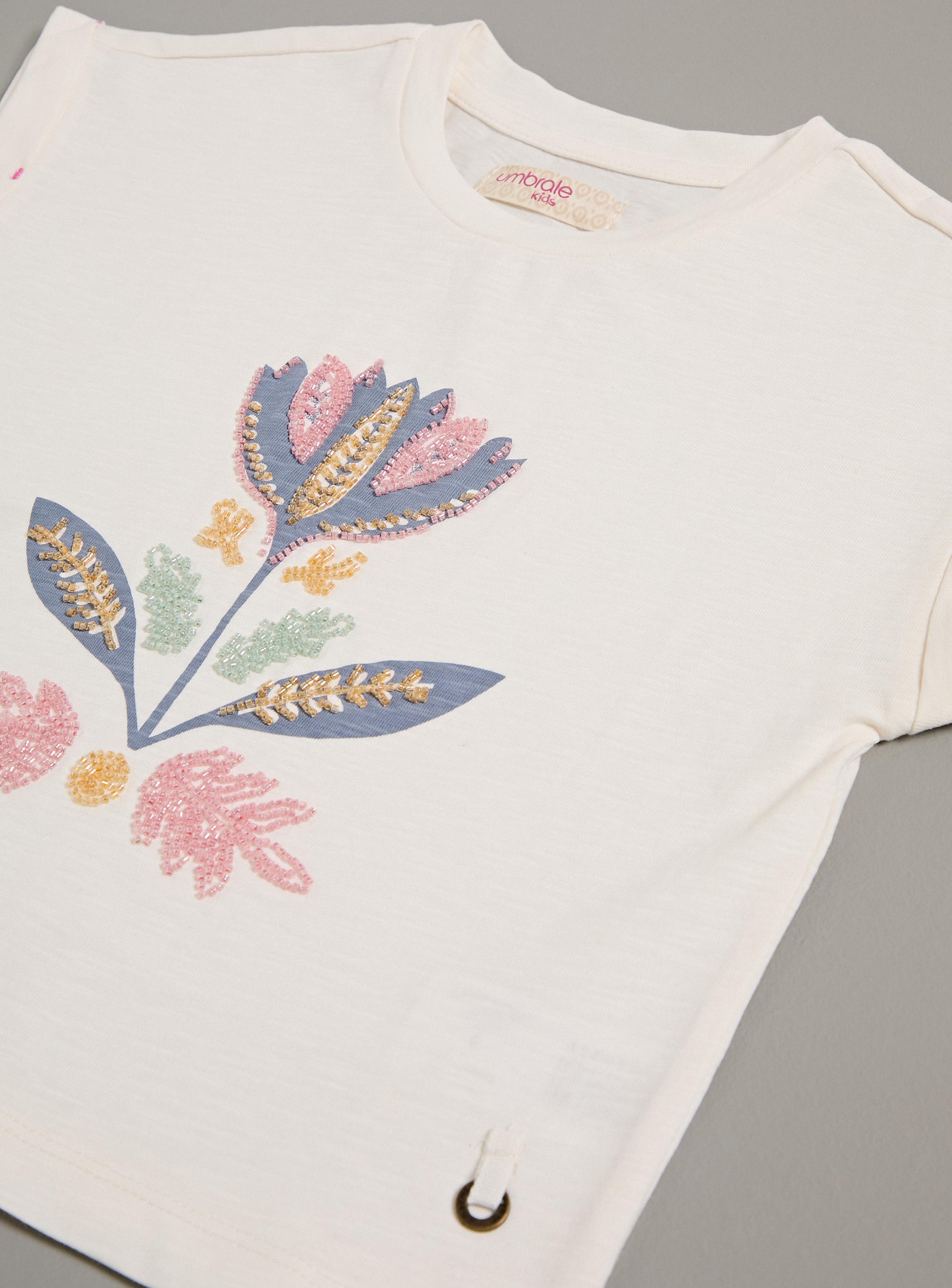 Polera Estampada con Bordado de Mostacillas Niña-3