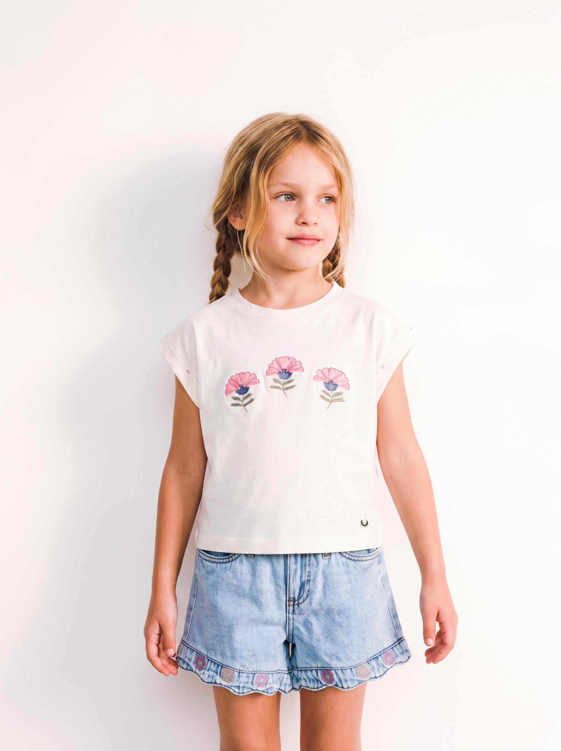 Polera Estampada con Bordado de Mostacillas Niña-0