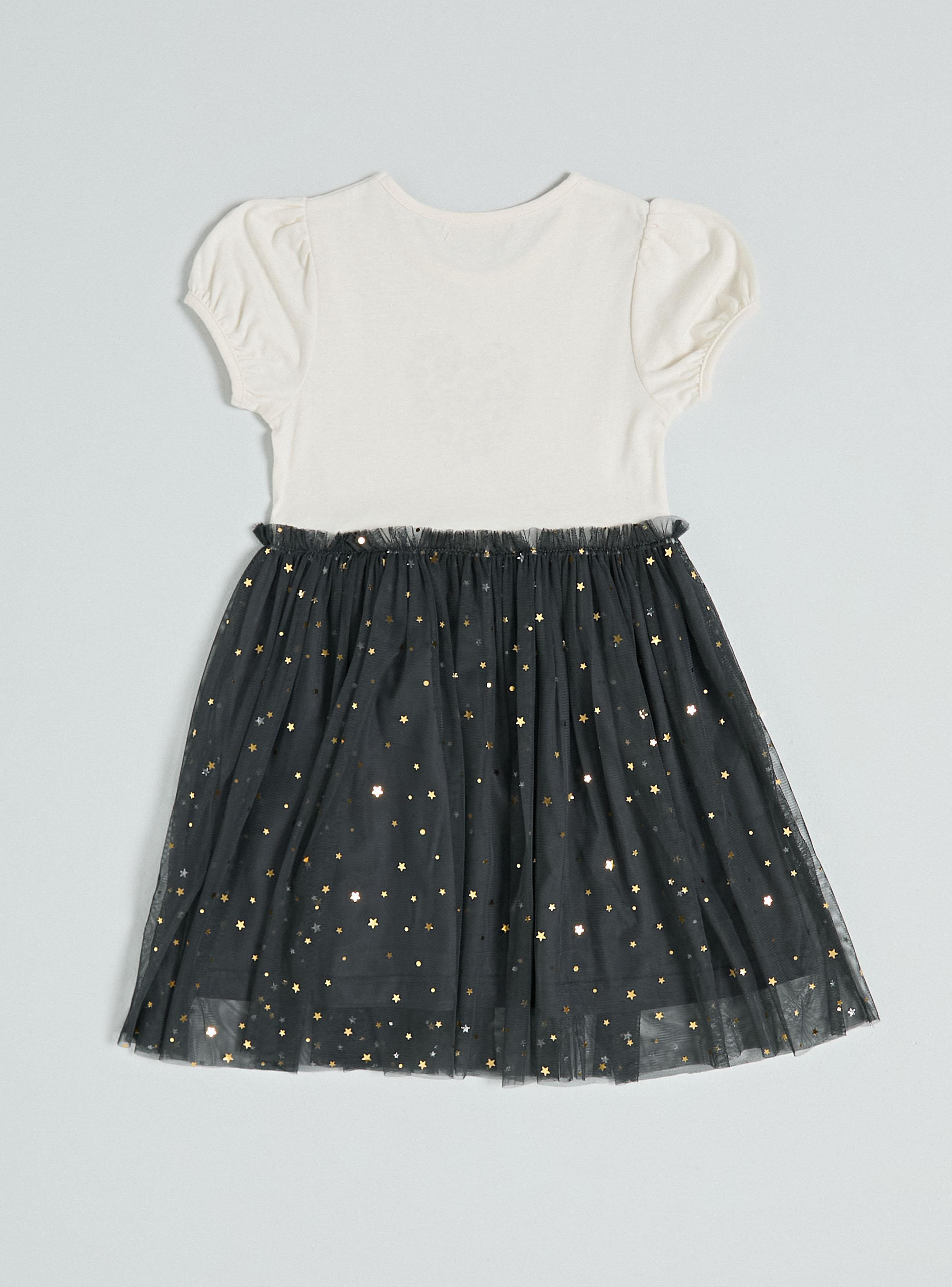 Vestido Faldón de Tul con Diseño Estampado Frontal-2