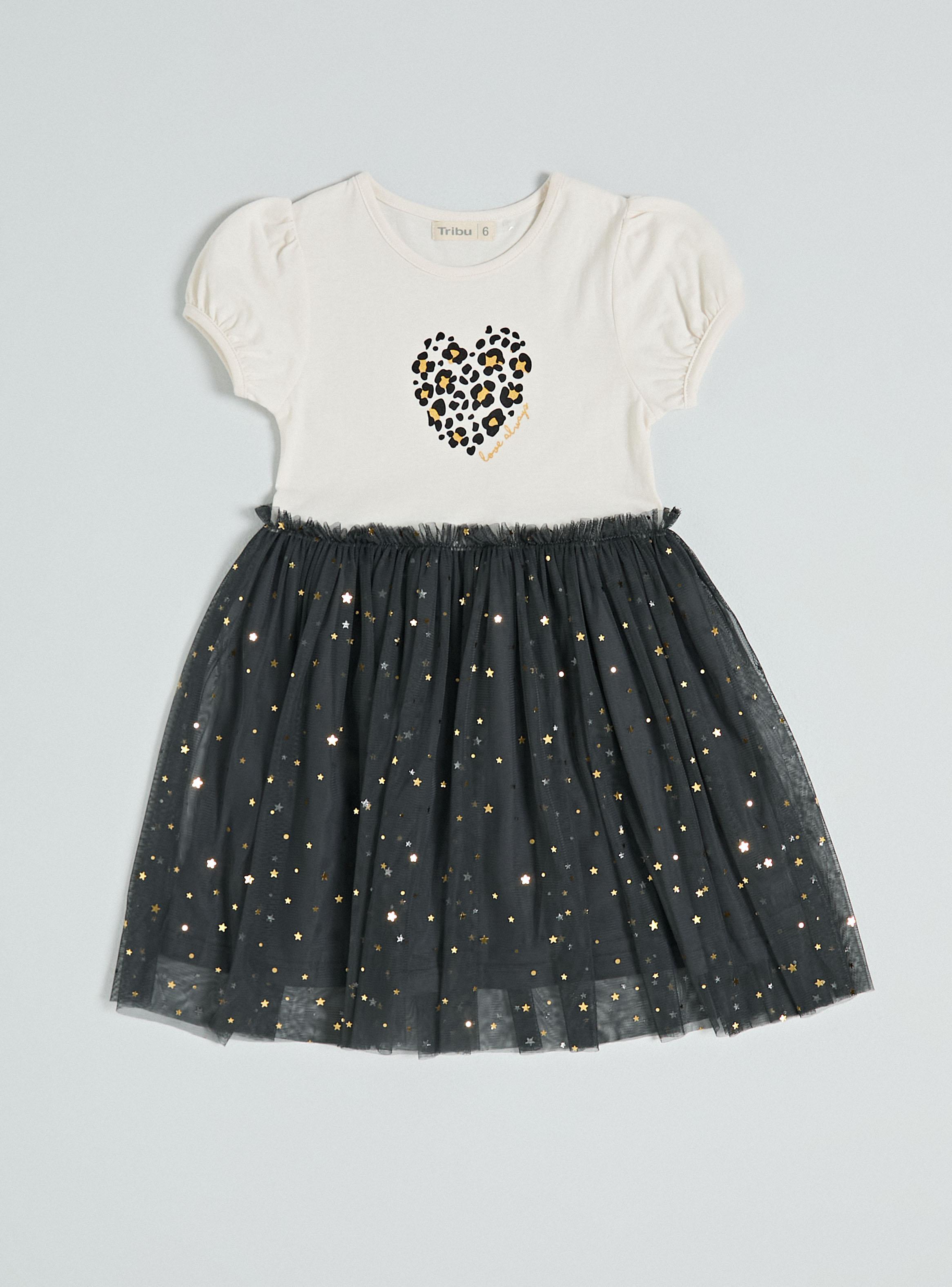 Vestido Faldón de Tul con Diseño Estampado Frontal-1