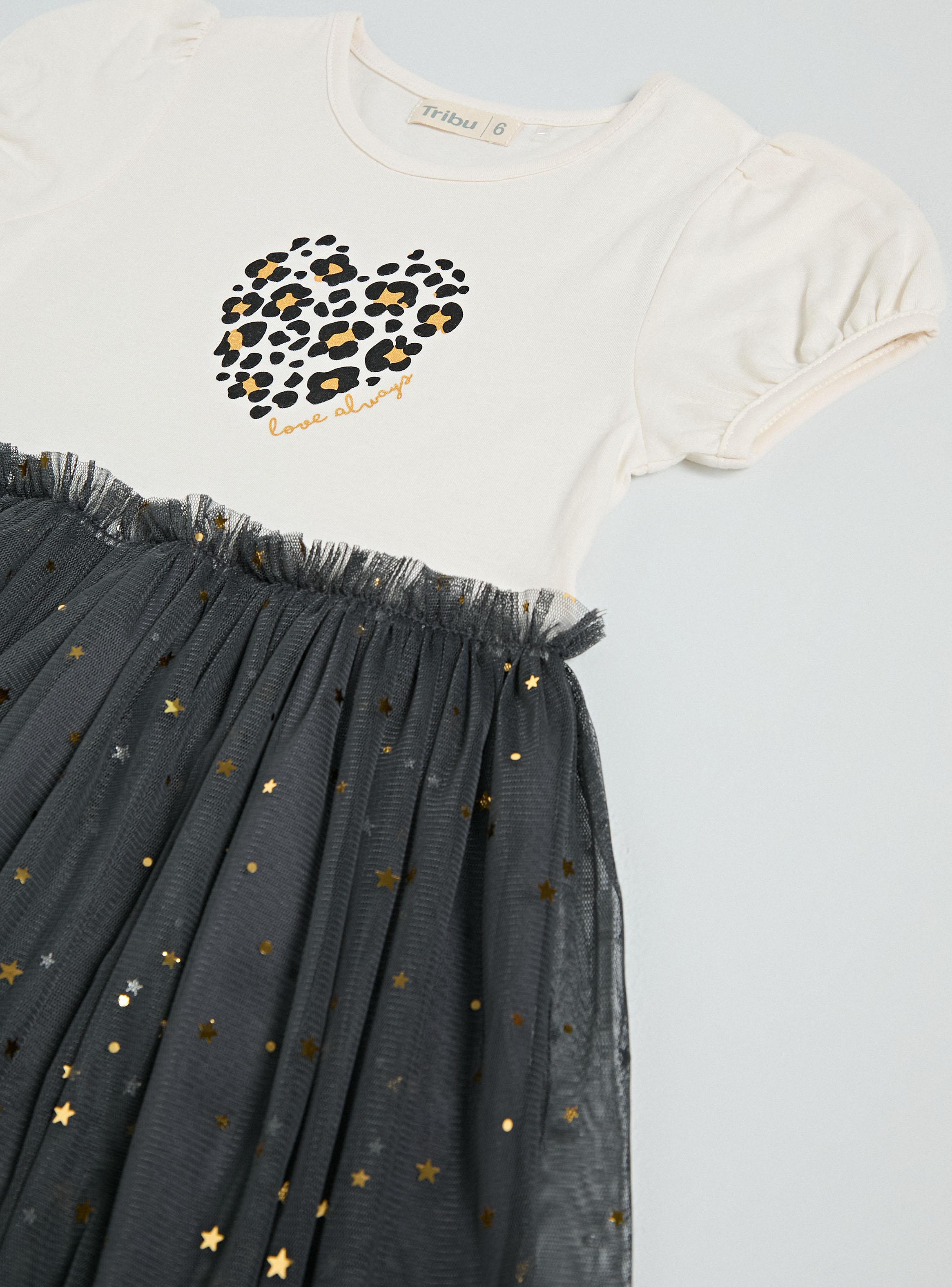 Vestido Faldón de Tul con Diseño Estampado Frontal-3
