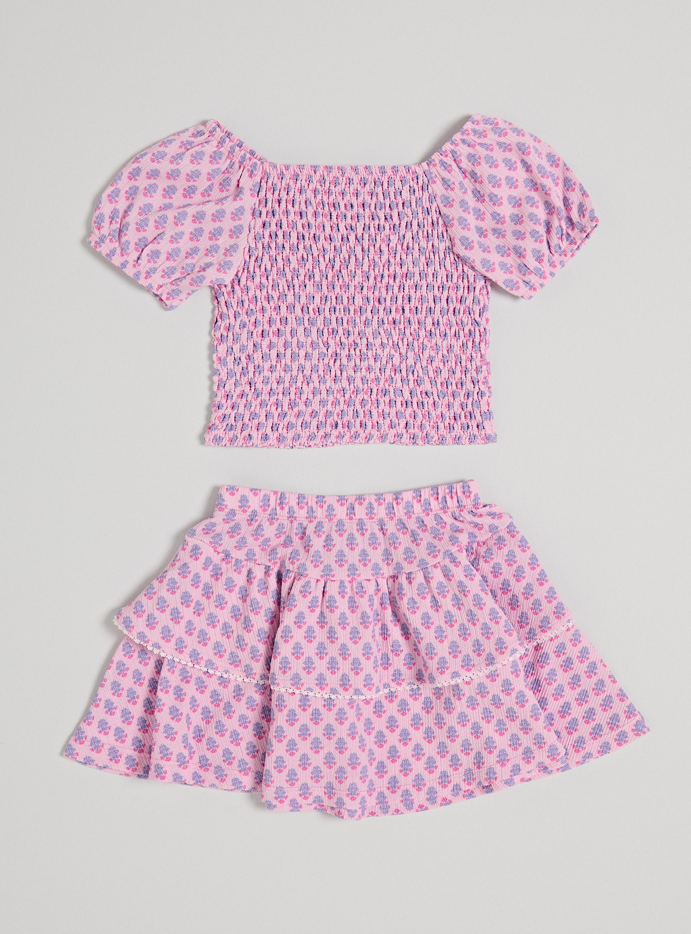 Conjunto Falda y Top Tela Texturada Diseño Estampado-2
