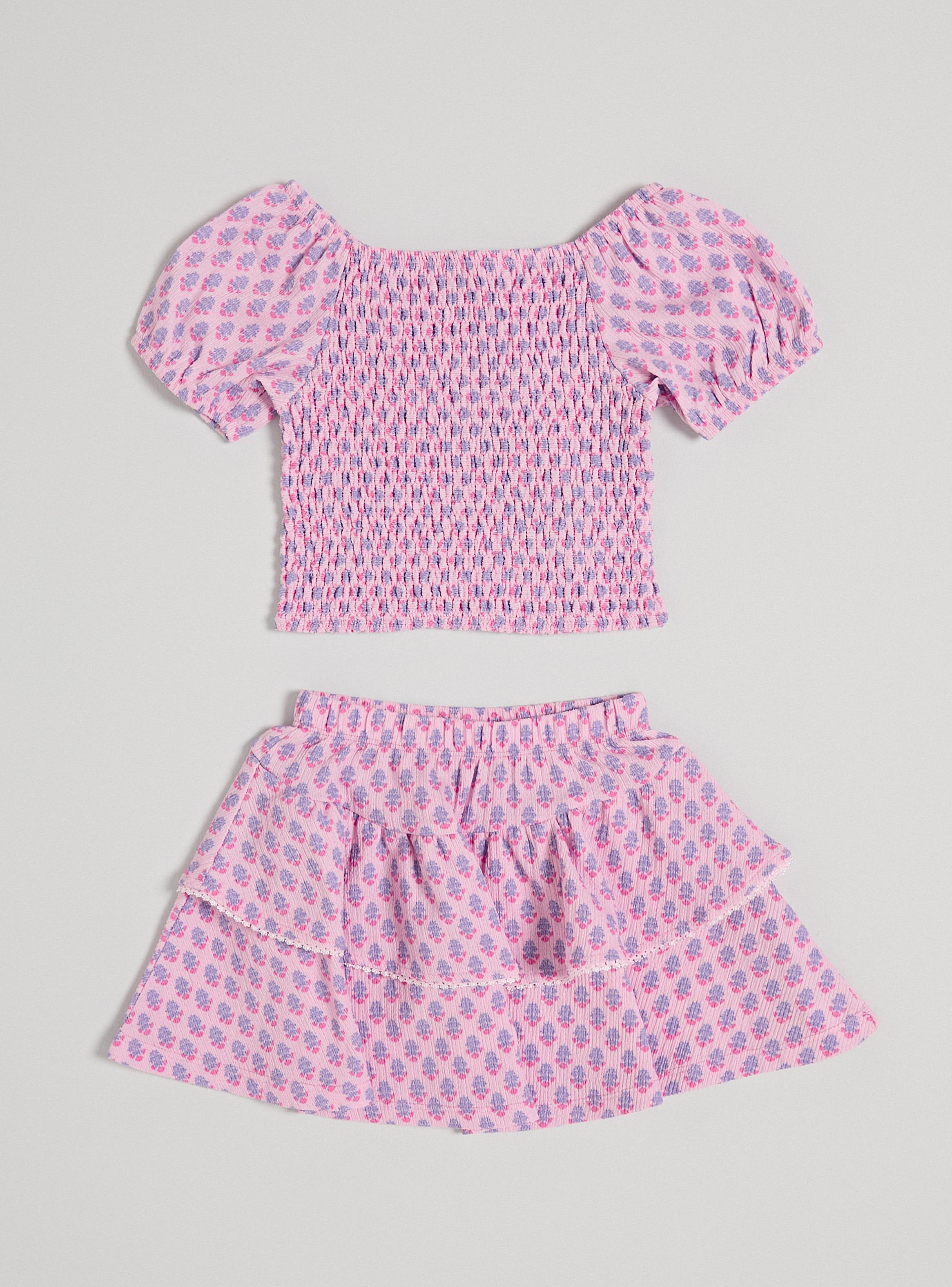 Conjunto Falda y Top Tela Texturada Diseño Estampado-0