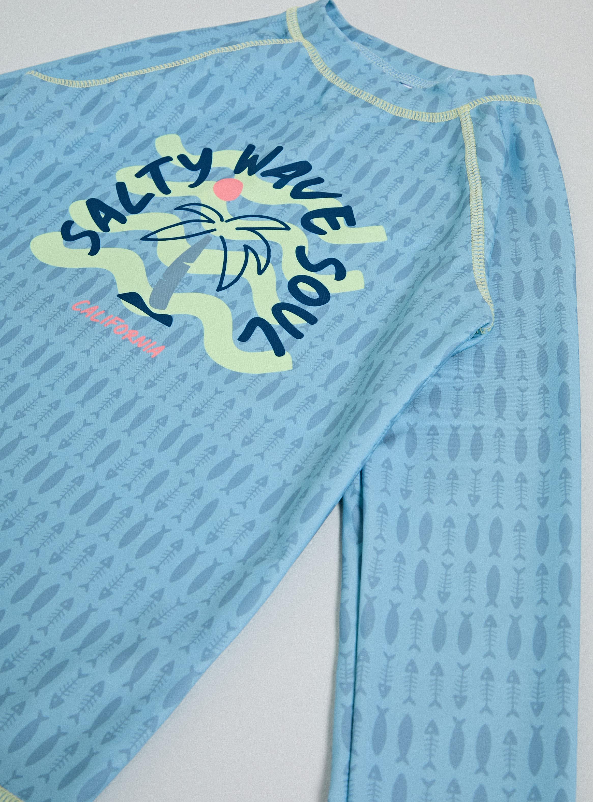 Traje de Baño Polera Estampado Playero Frontal-2