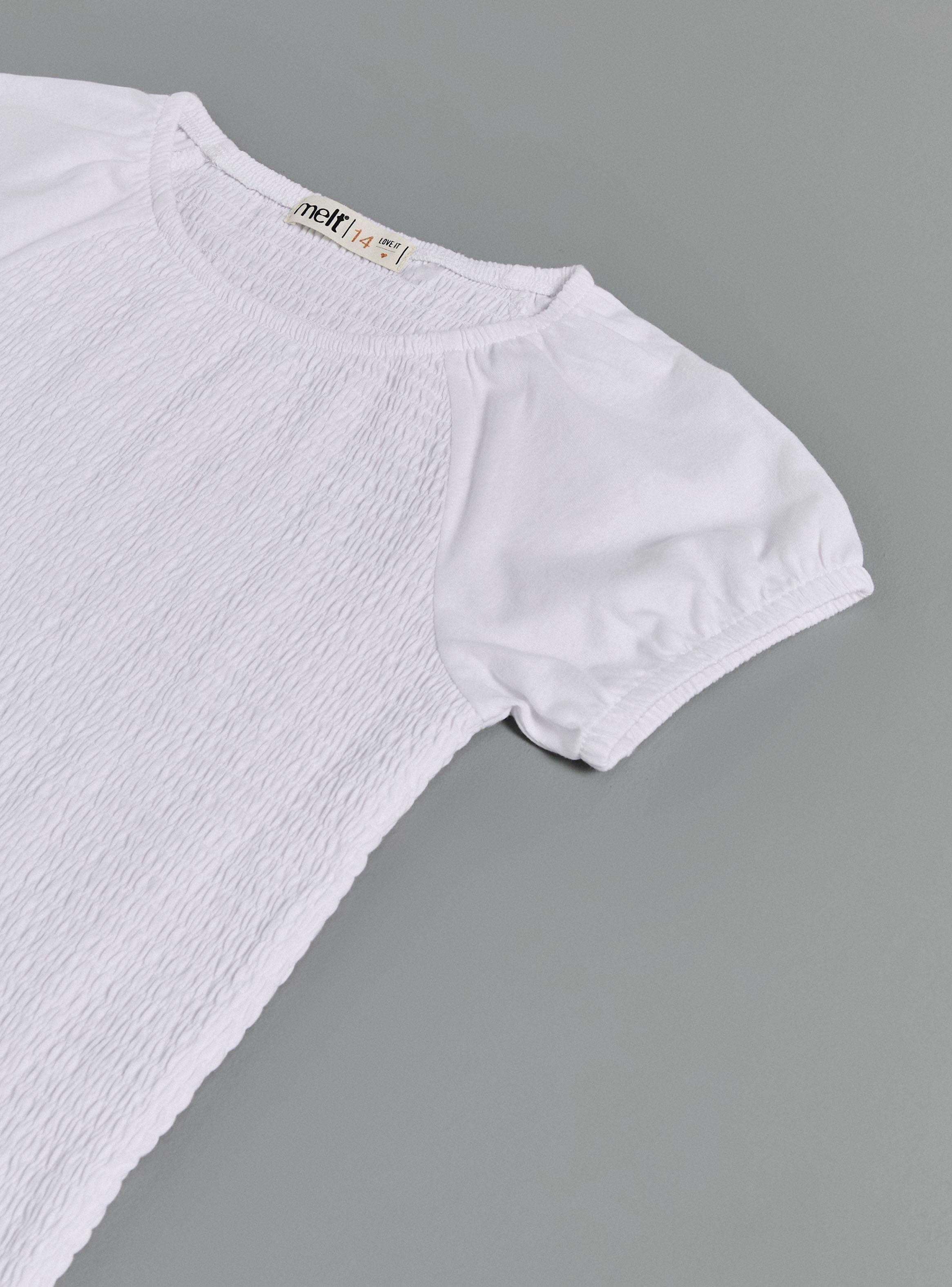 Polera Manga Globo con Cuerpo Panal-3