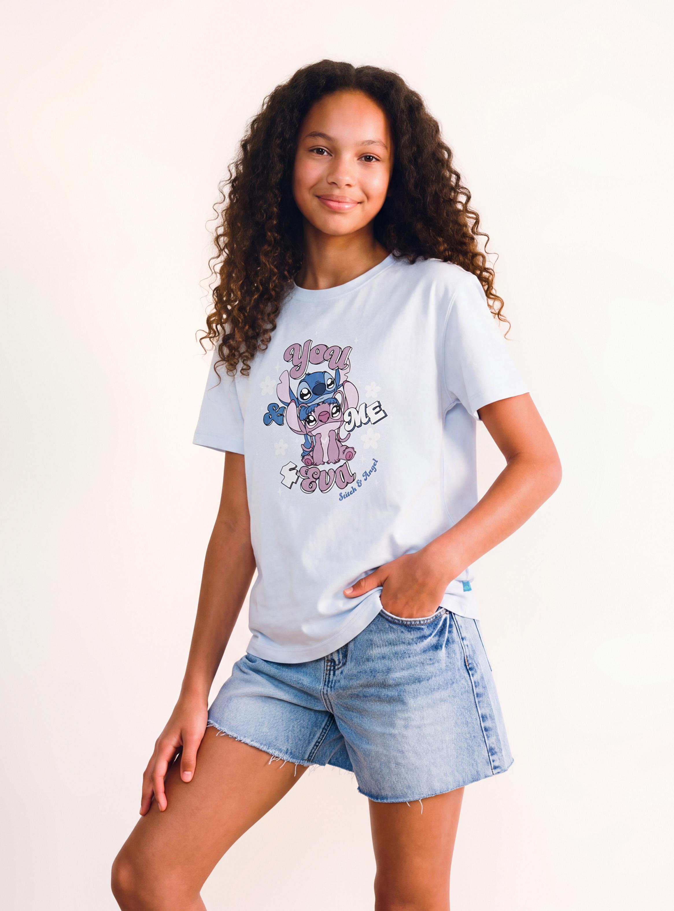 Polera Estampada Stitch y Ángel 4 Eva-0