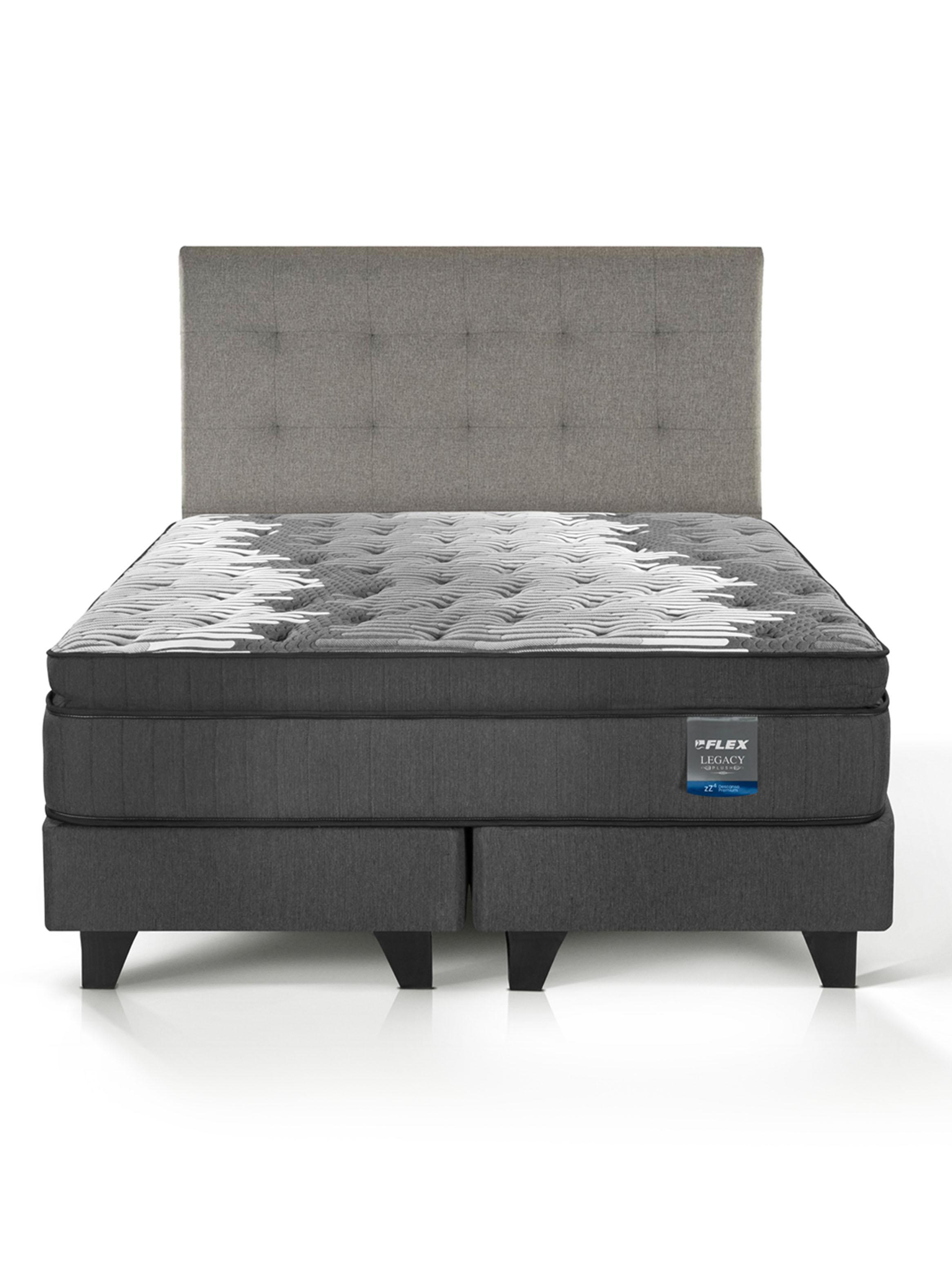 Cama Europea Legacy 2 Plazas (150x200) Base Dividida + Respaldo Design Gris-1
