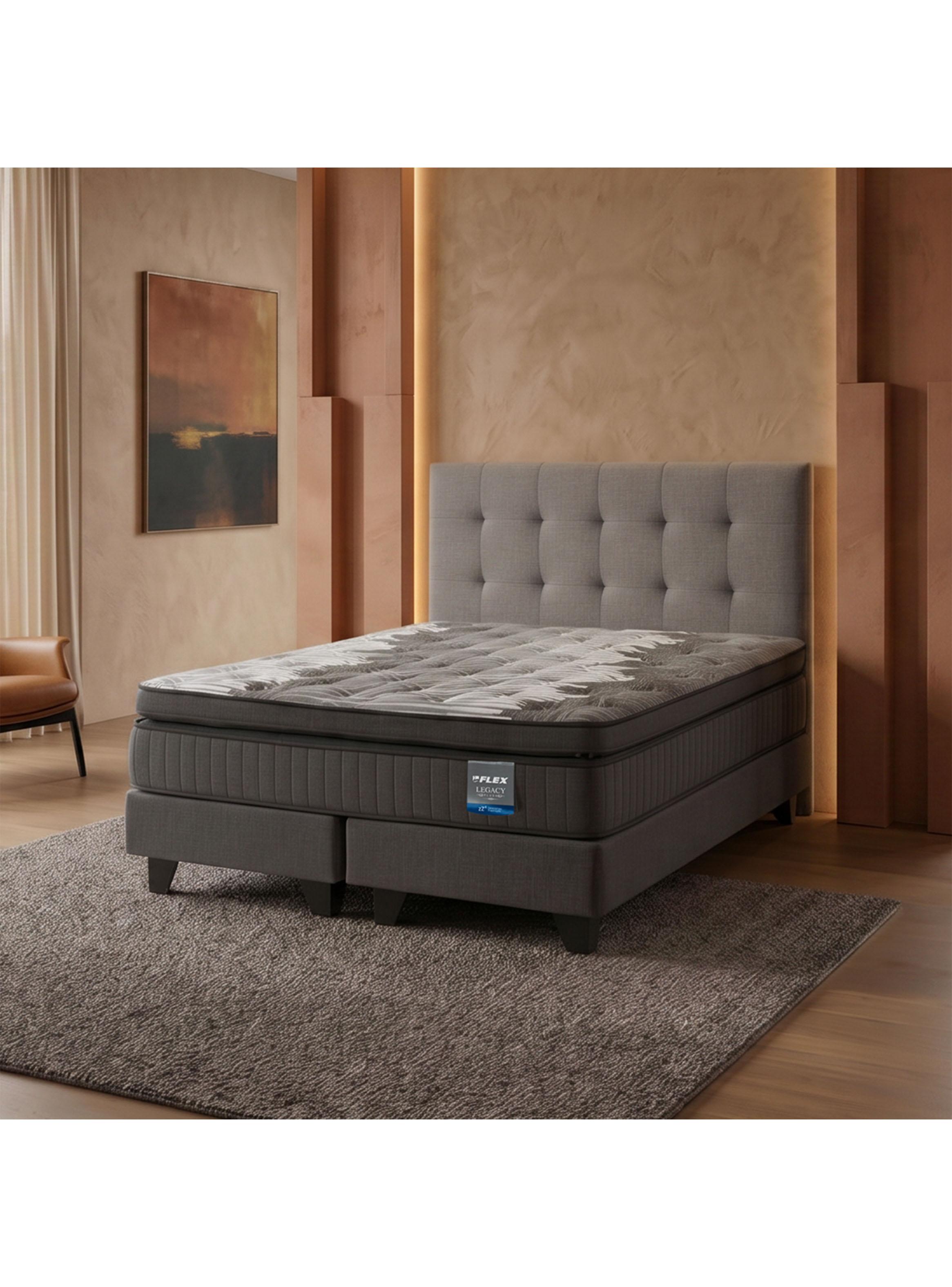 Cama Europea Legacy King (180x200) Base Dividida + Respaldo Design Gris-5
