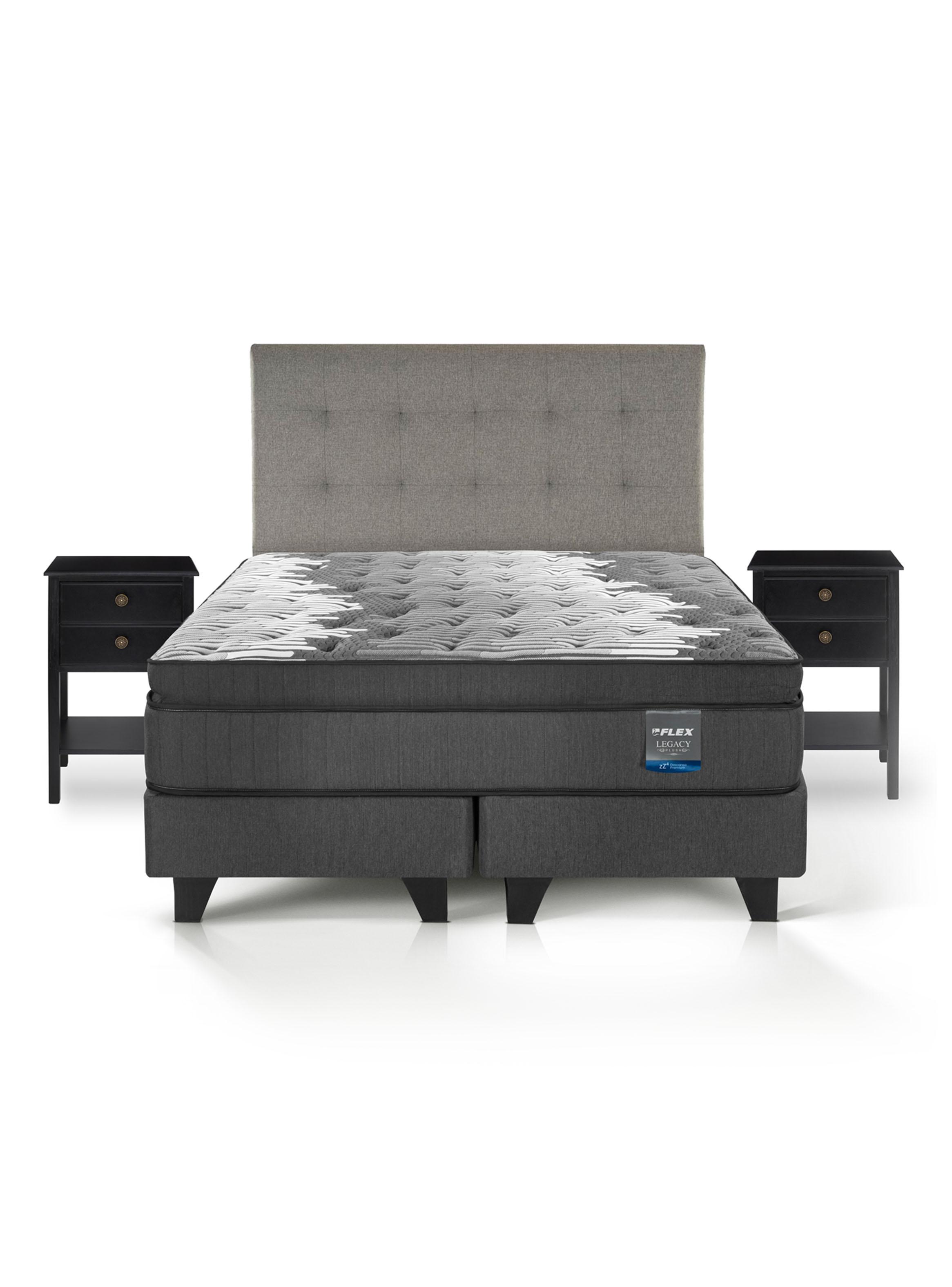 Cama Europea Legacy 2 Plazas (150x200) Base Dividida + Respaldo Design Gr + Vel Rov-1