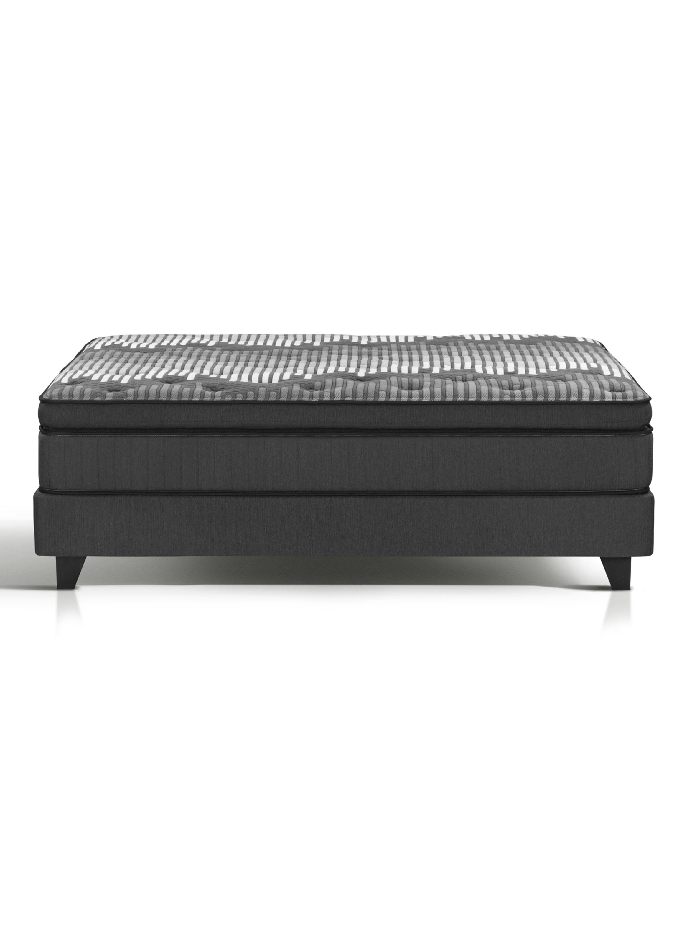 Cama Europea Legacy Plush 2 Plazas (150x200) + Respaldo Design Gris + Velador Rover-2