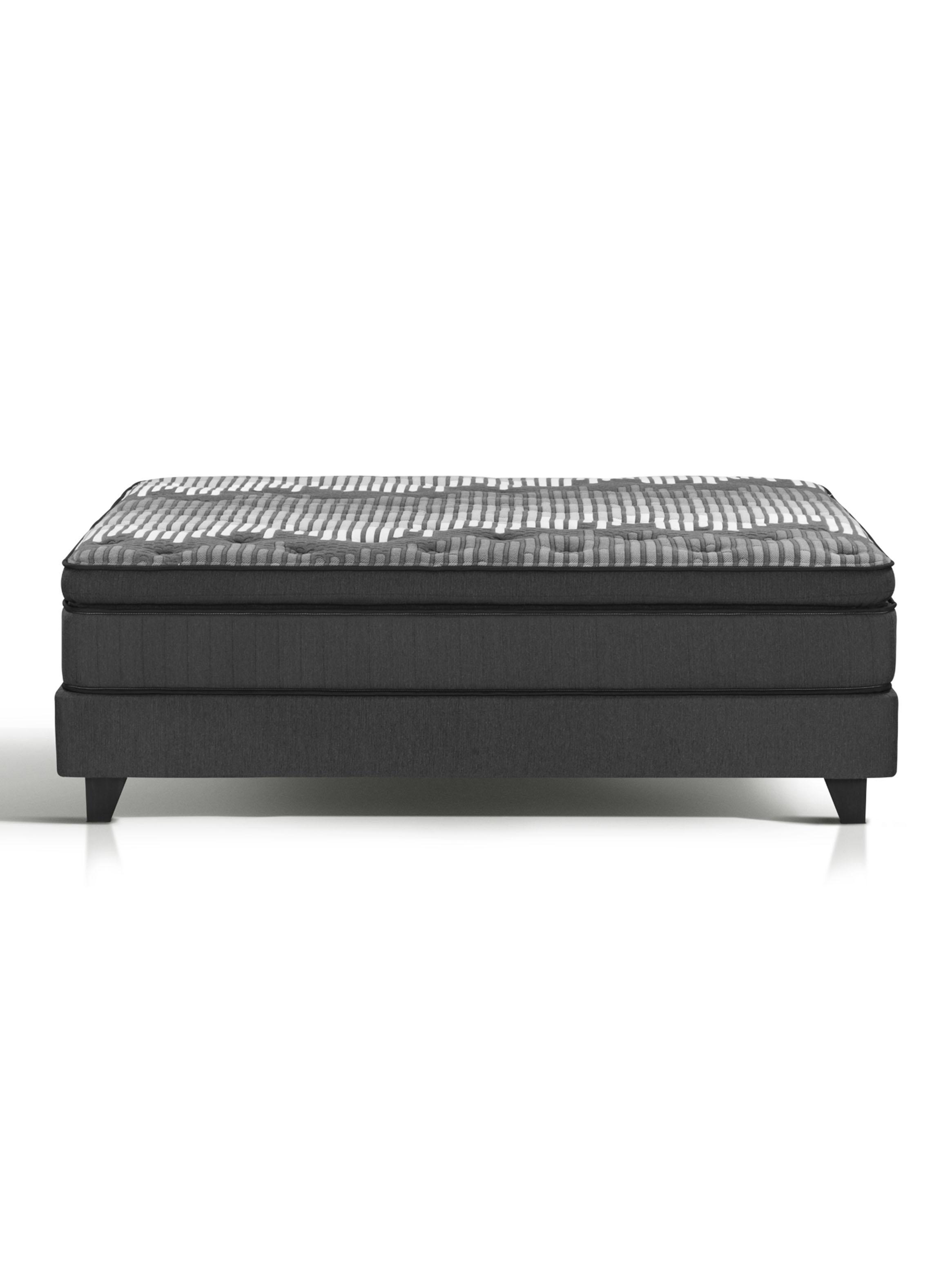 Cama Europea Legacy Plush King (180x200)  + Respaldo Design Gris + Velador Rover-2