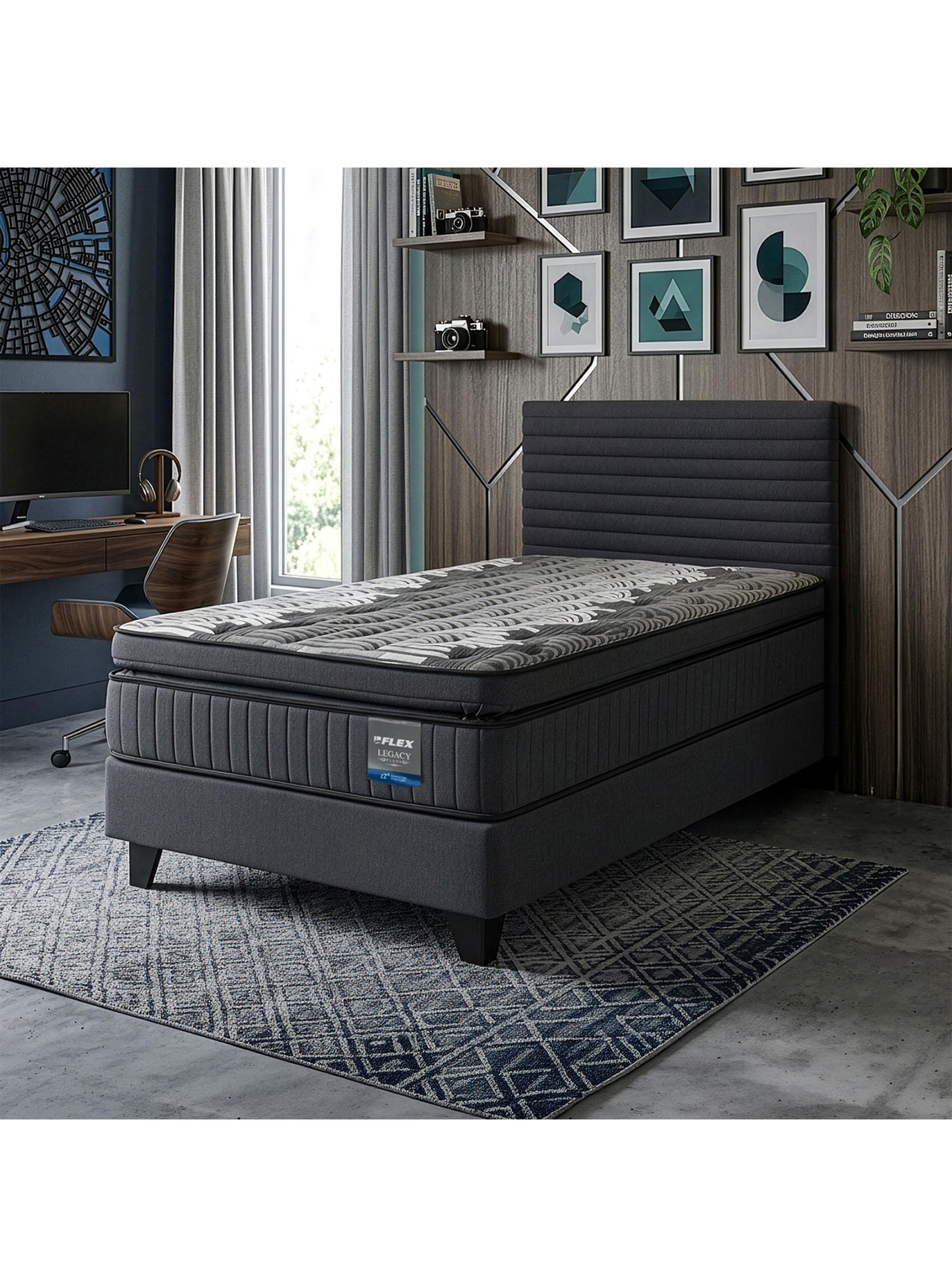 Cama Europea Legacy Plush 1.5 Plazas (105x200) + Respaldo Modern-5