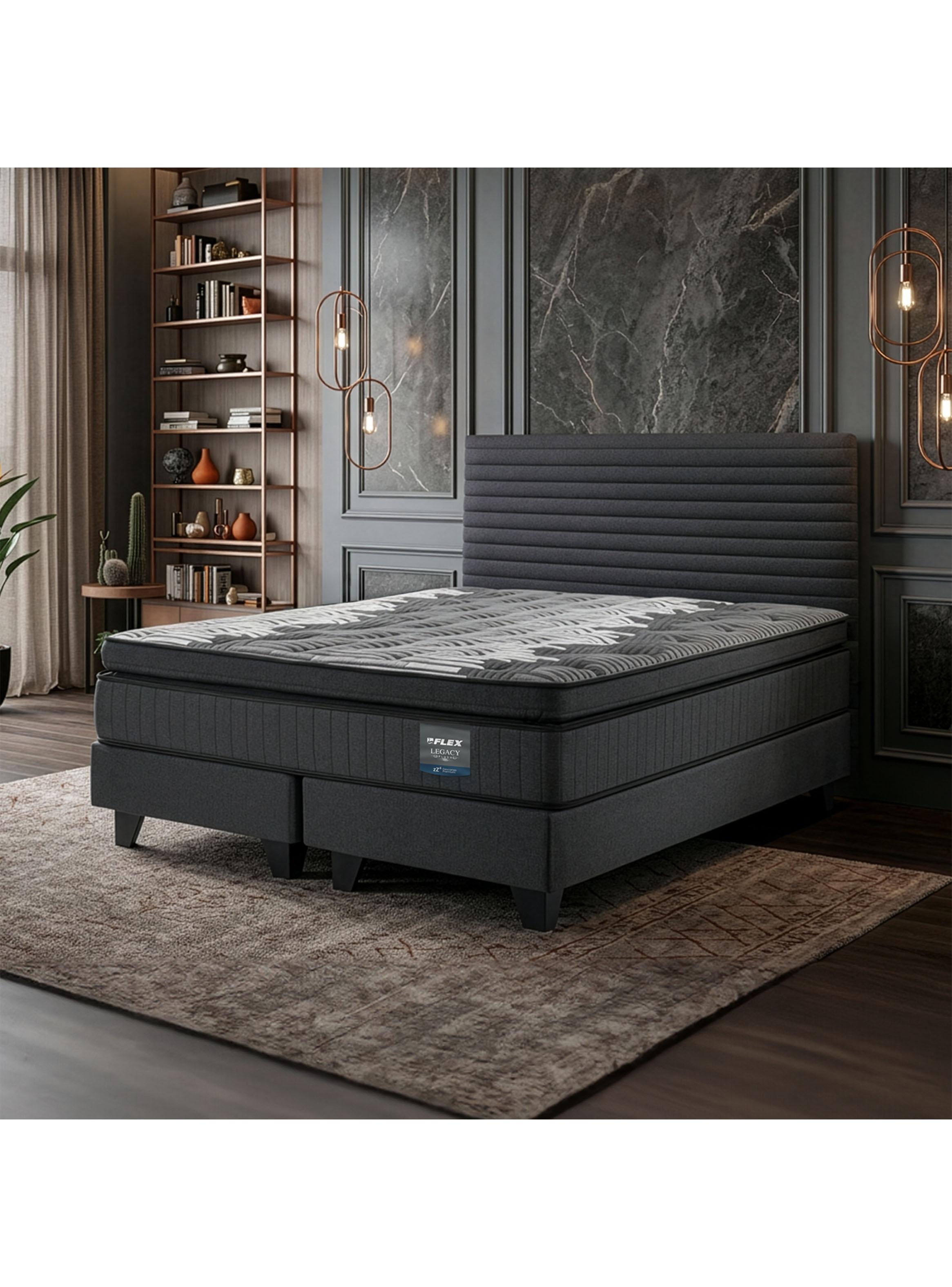 Cama Europea Legacy Plush 2 Plazas (150x200) + Respaldo Modern-5