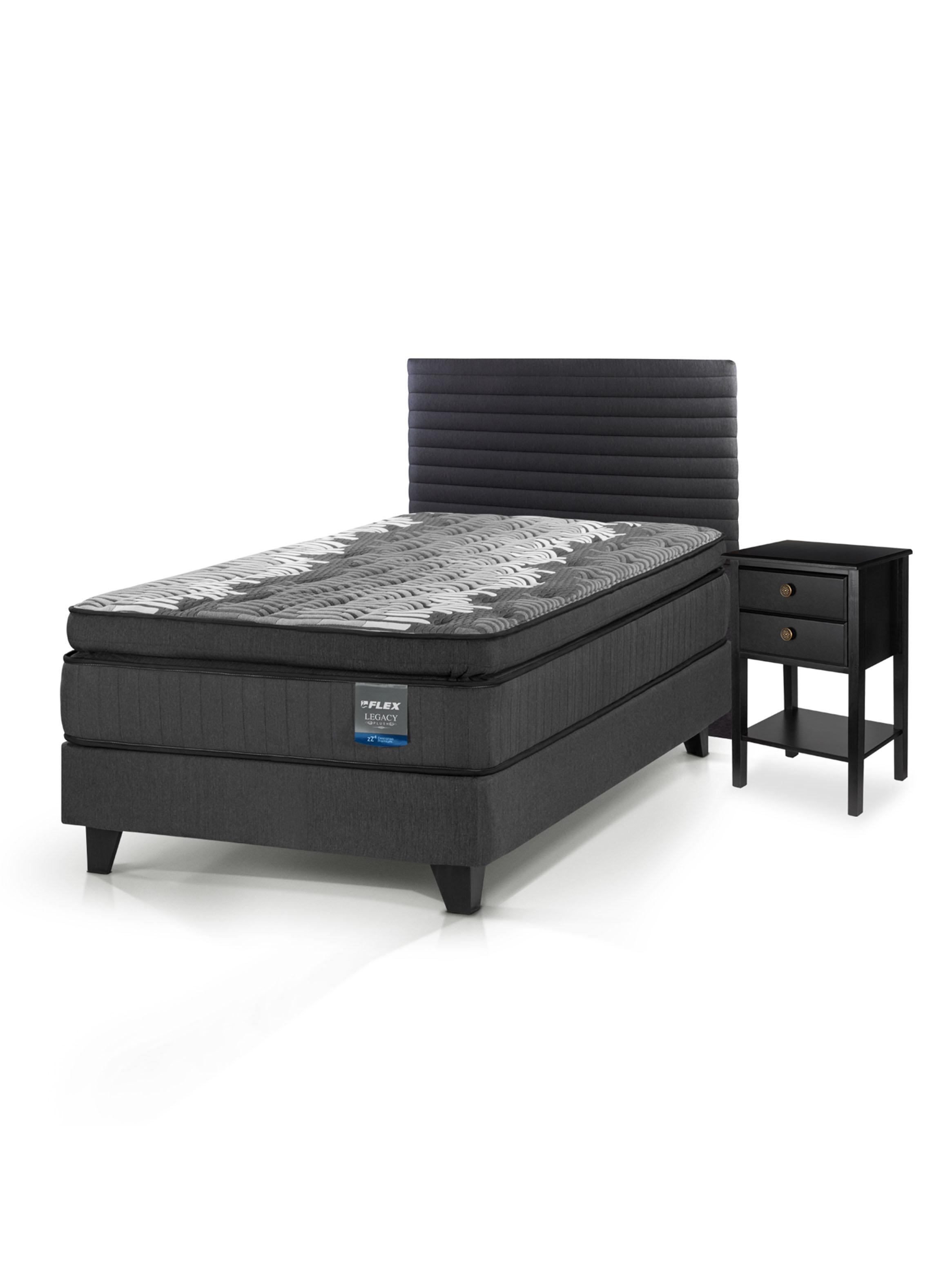 Cama Europea Legacy 1.5 Plazas (105x200) Base Normal + Respaldo Modern + Vel Rov-0