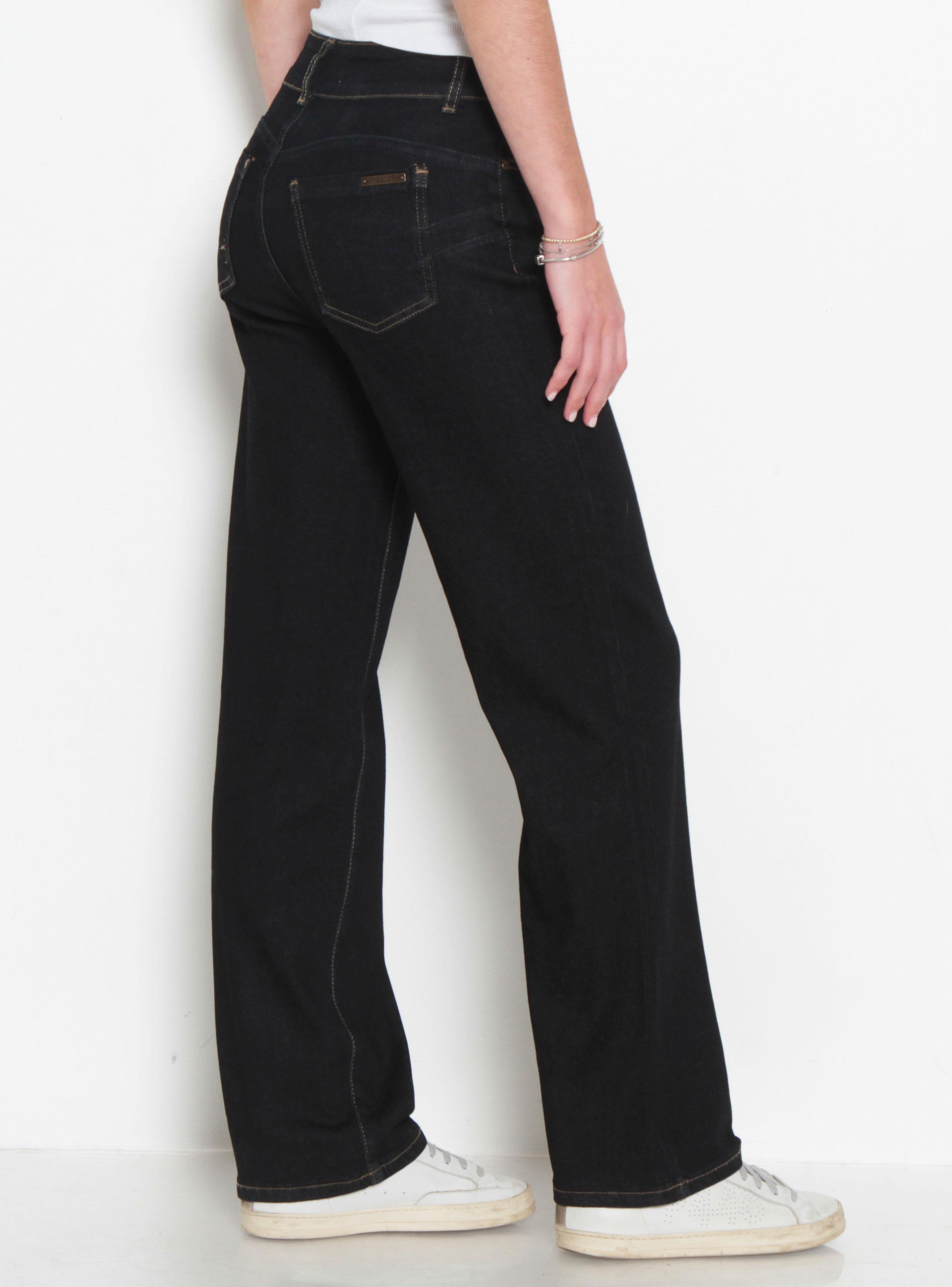 Jeans Recto Tiro Alto Pretina Media 2 Botones-1