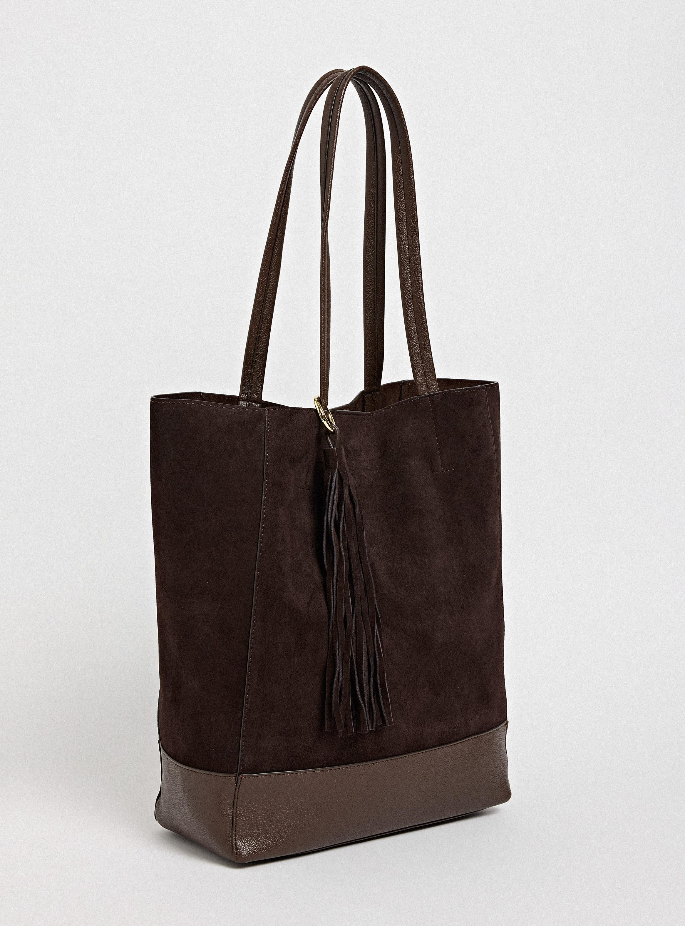 Cartera de Hombro Totebag Detalle Flecos de Cuero-1
