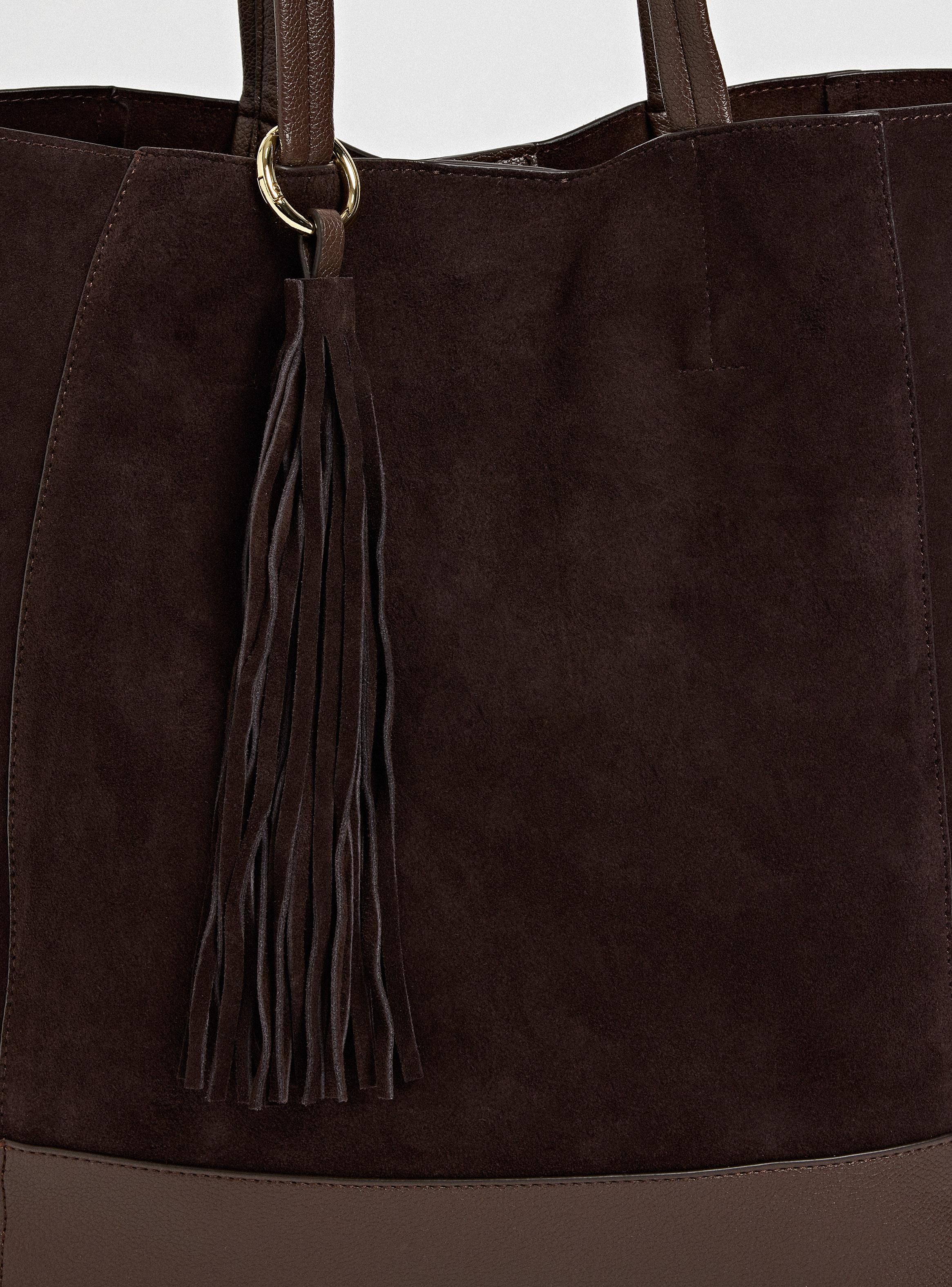 Cartera de Hombro Totebag Detalle Flecos de Cuero-4