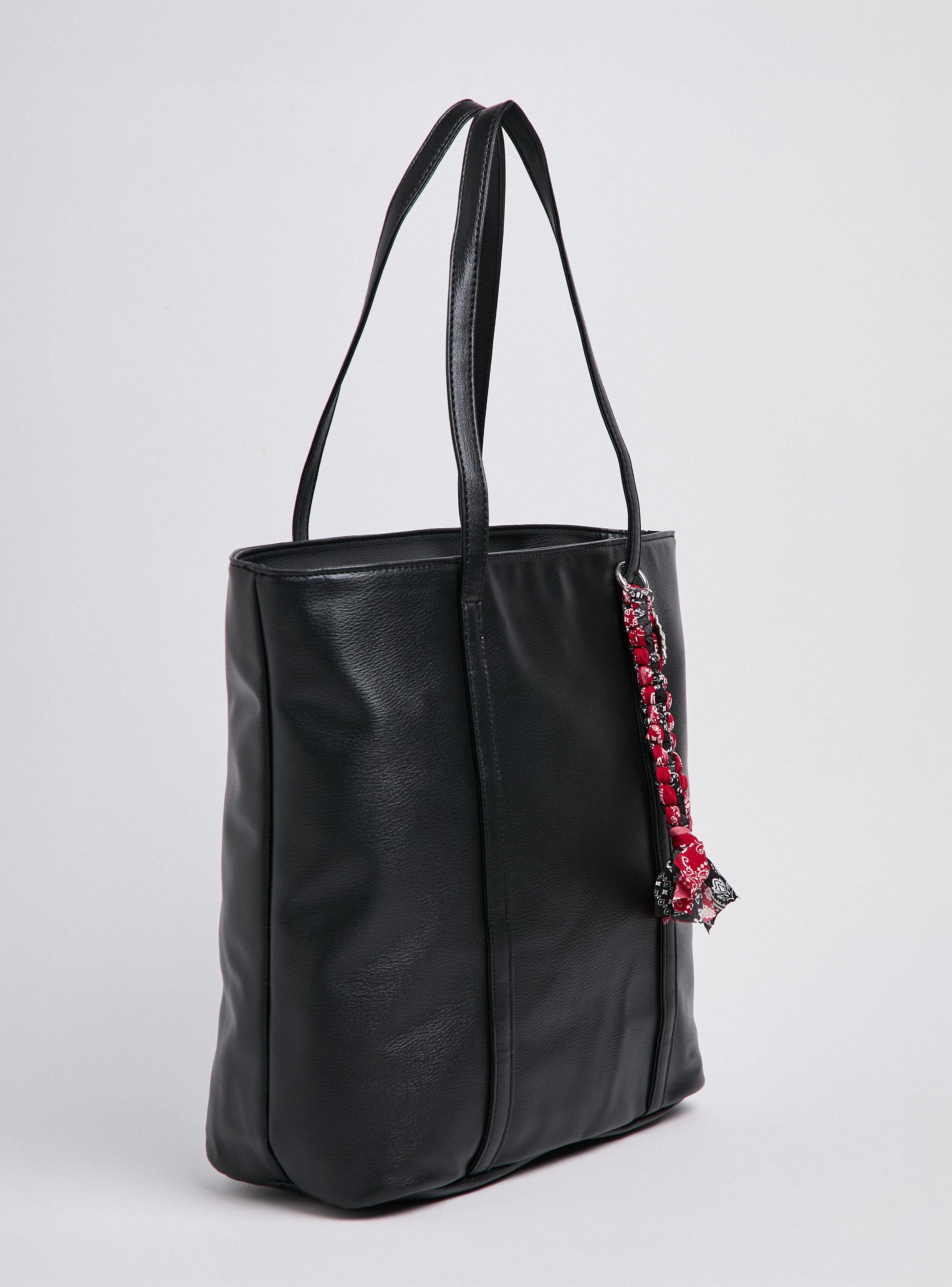 Cartera de Hombro Tote Bag con Tela Trenzada y Charm-3