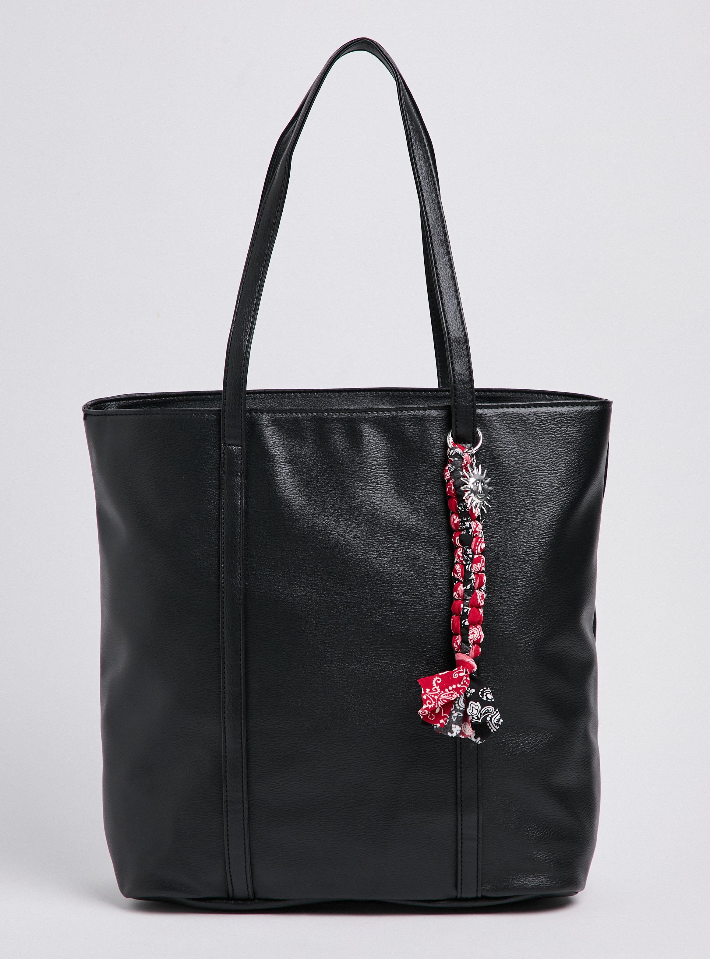 Cartera de Hombro Tote Bag con Tela Trenzada y Charm-2