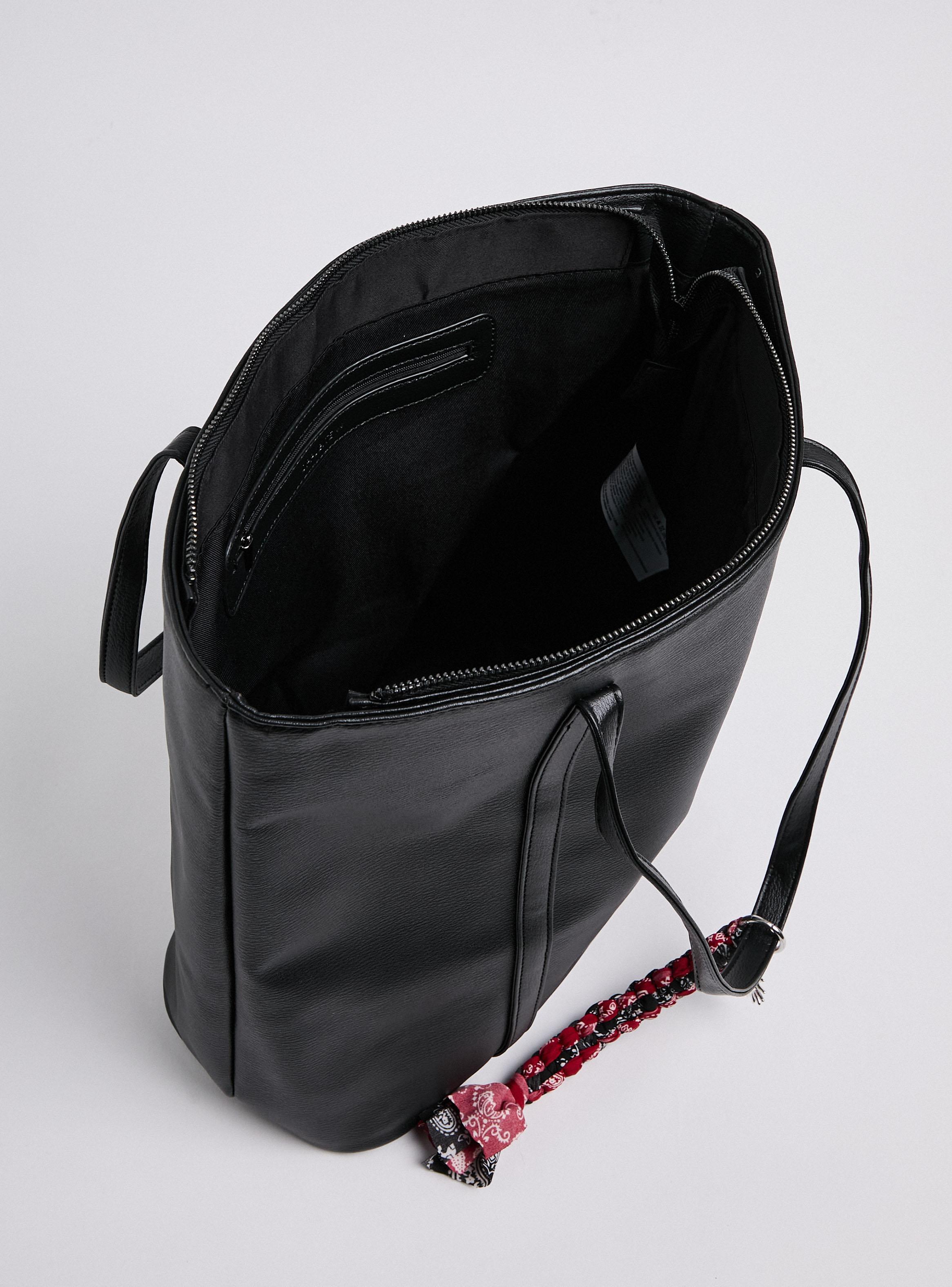 Cartera de Hombro Tote Bag con Tela Trenzada y Charm-5
