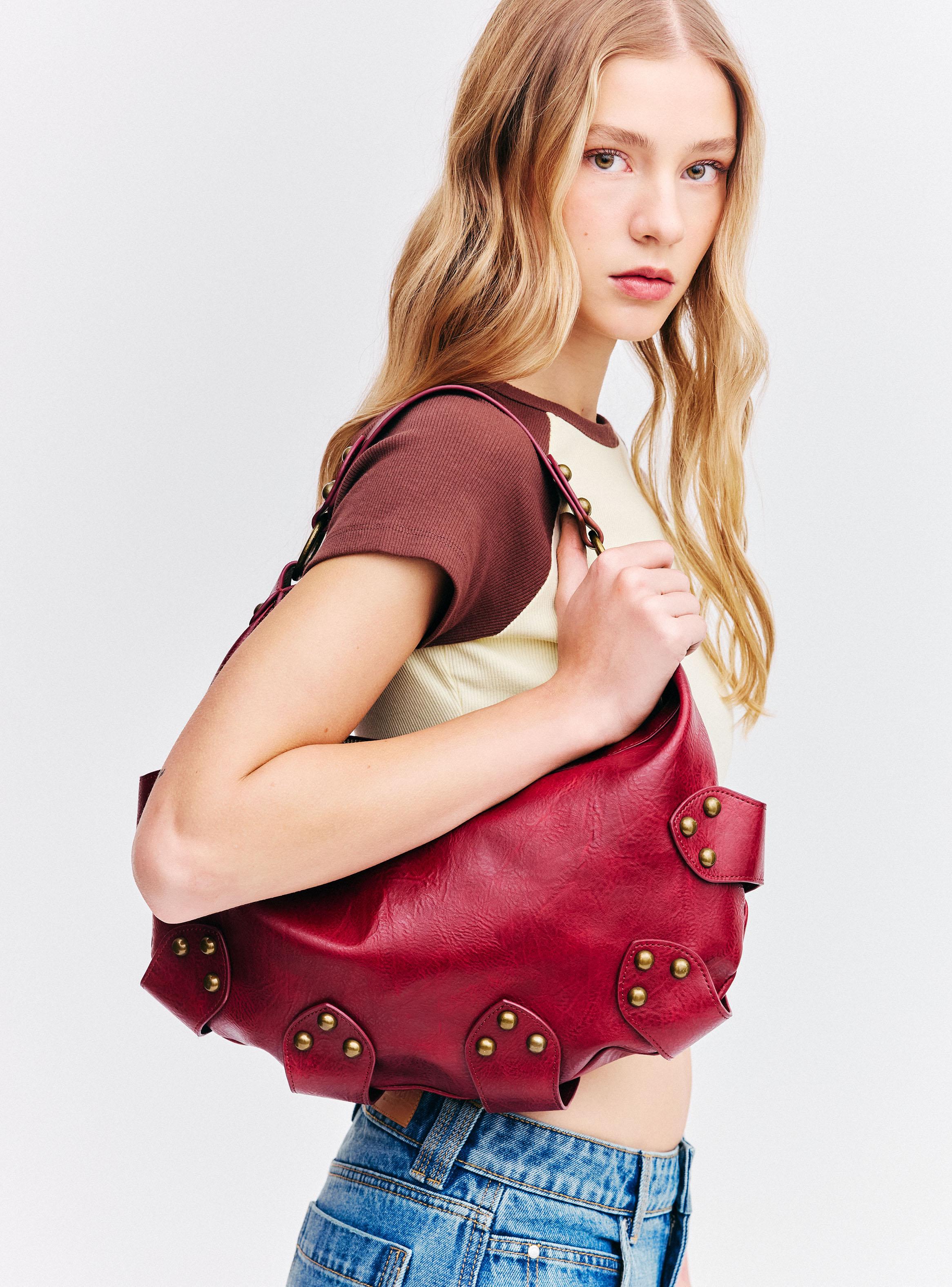 Cartera de Hombro Diseño Tachas Metálicas Eco Cuero-0