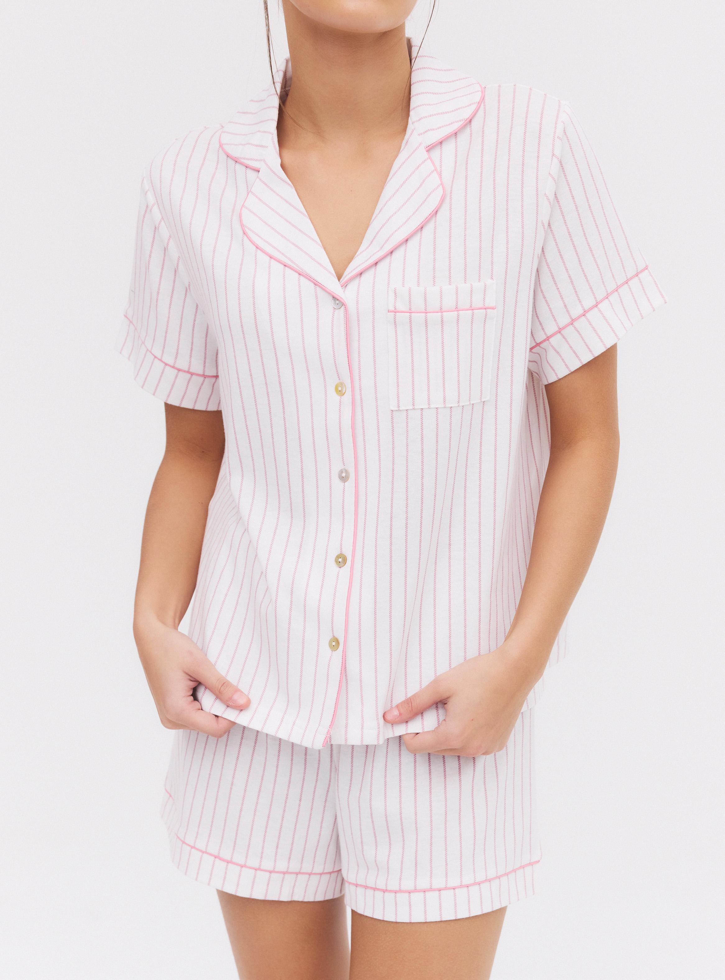 Pijama Camisero Abotonado a Rayas-2