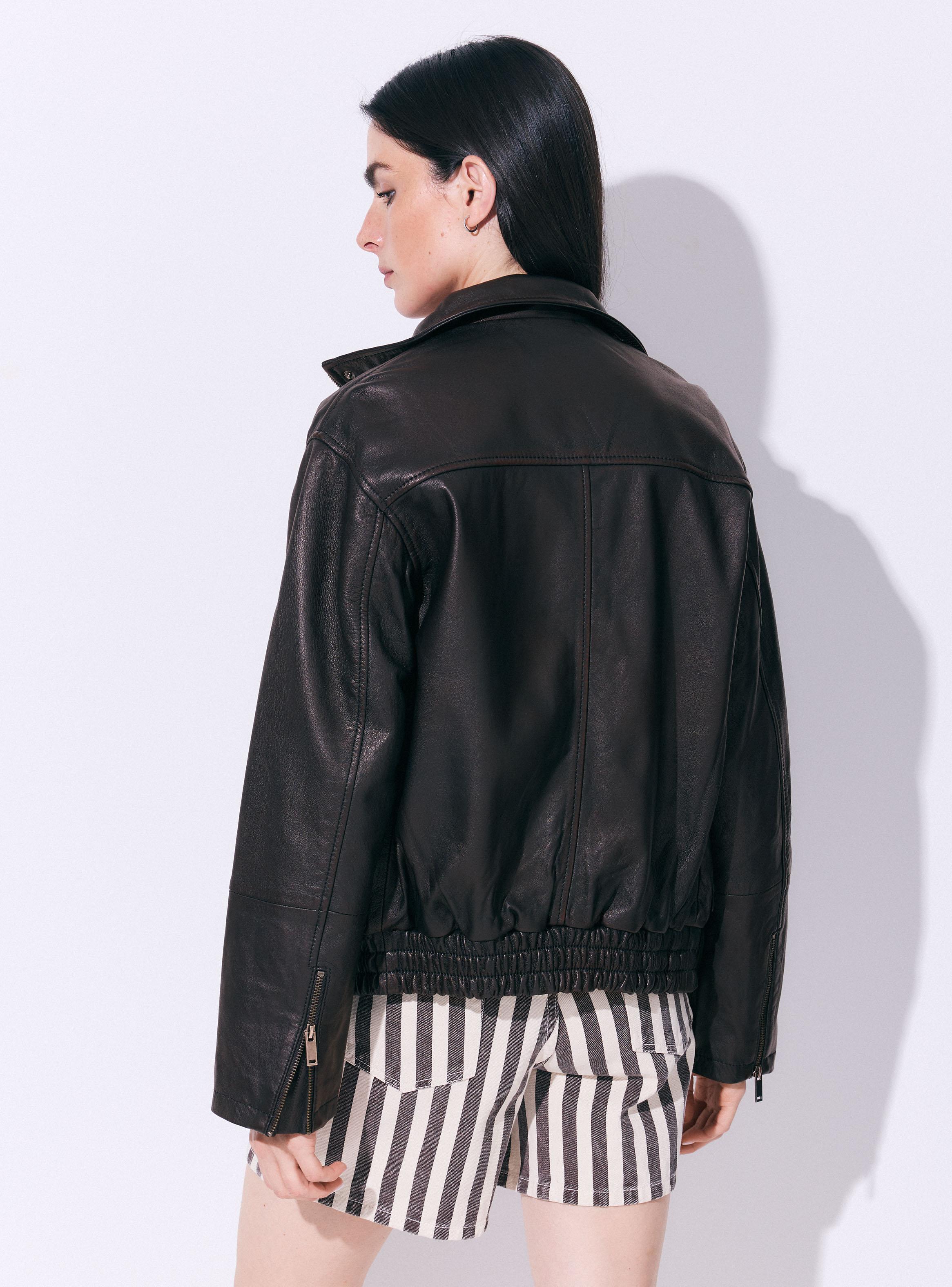 Chaqueta Tipo Bomber Cuello Alto Efecto Lavado-1