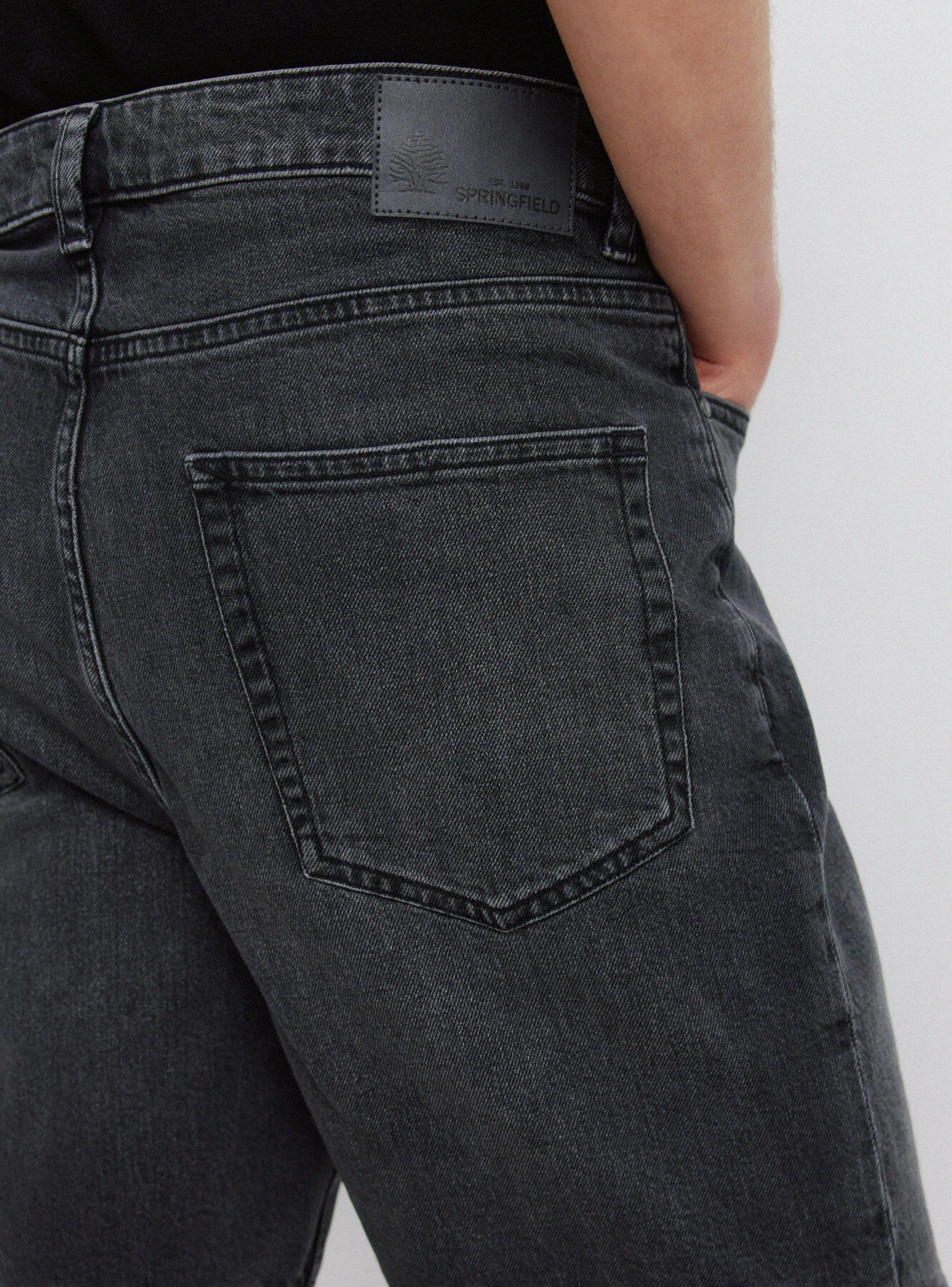 Bermuda Vaquera Negro Lavado Regular Fit-4