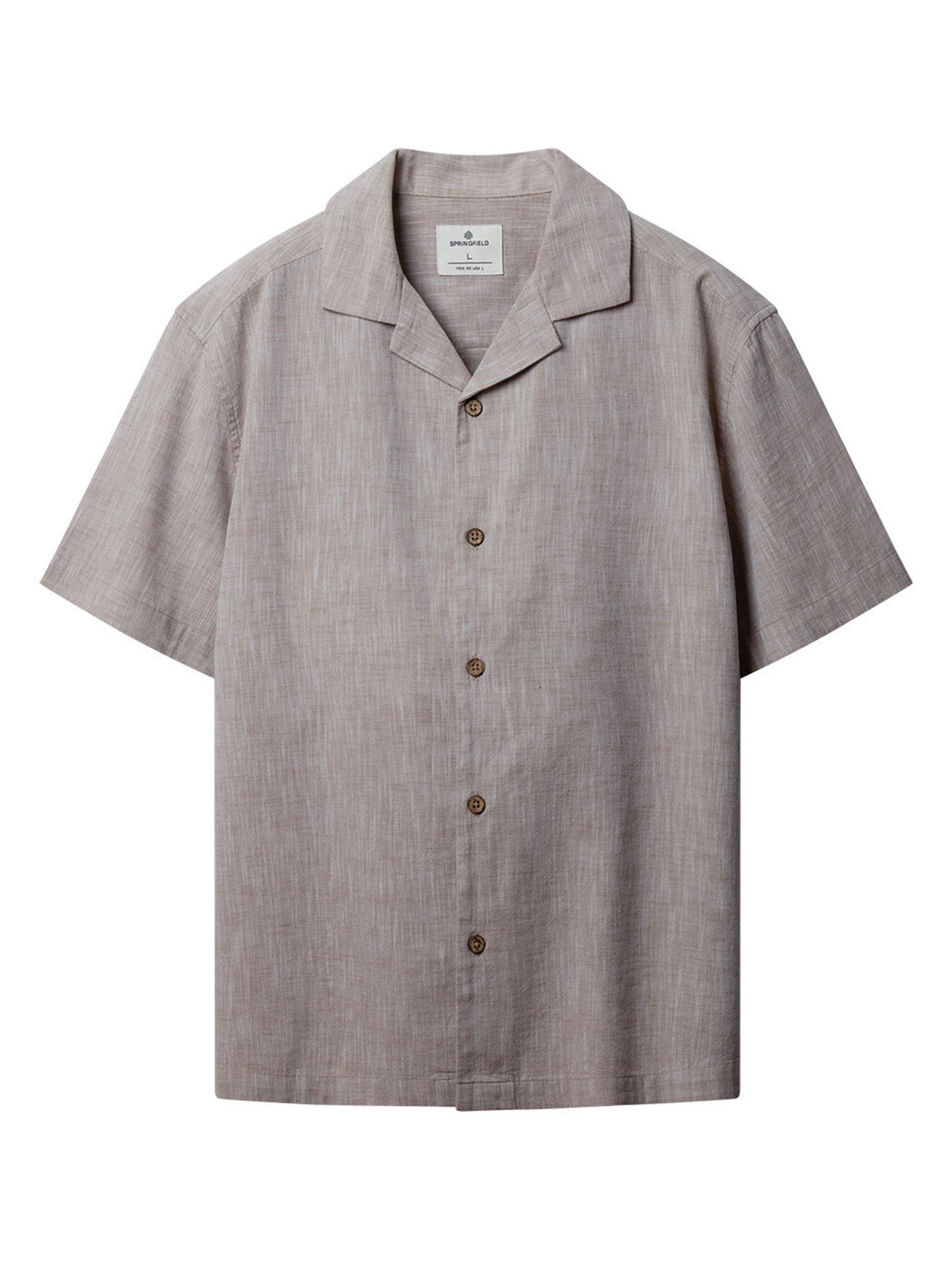 Camisa Bowling Efecto Lino Manga Corta-4