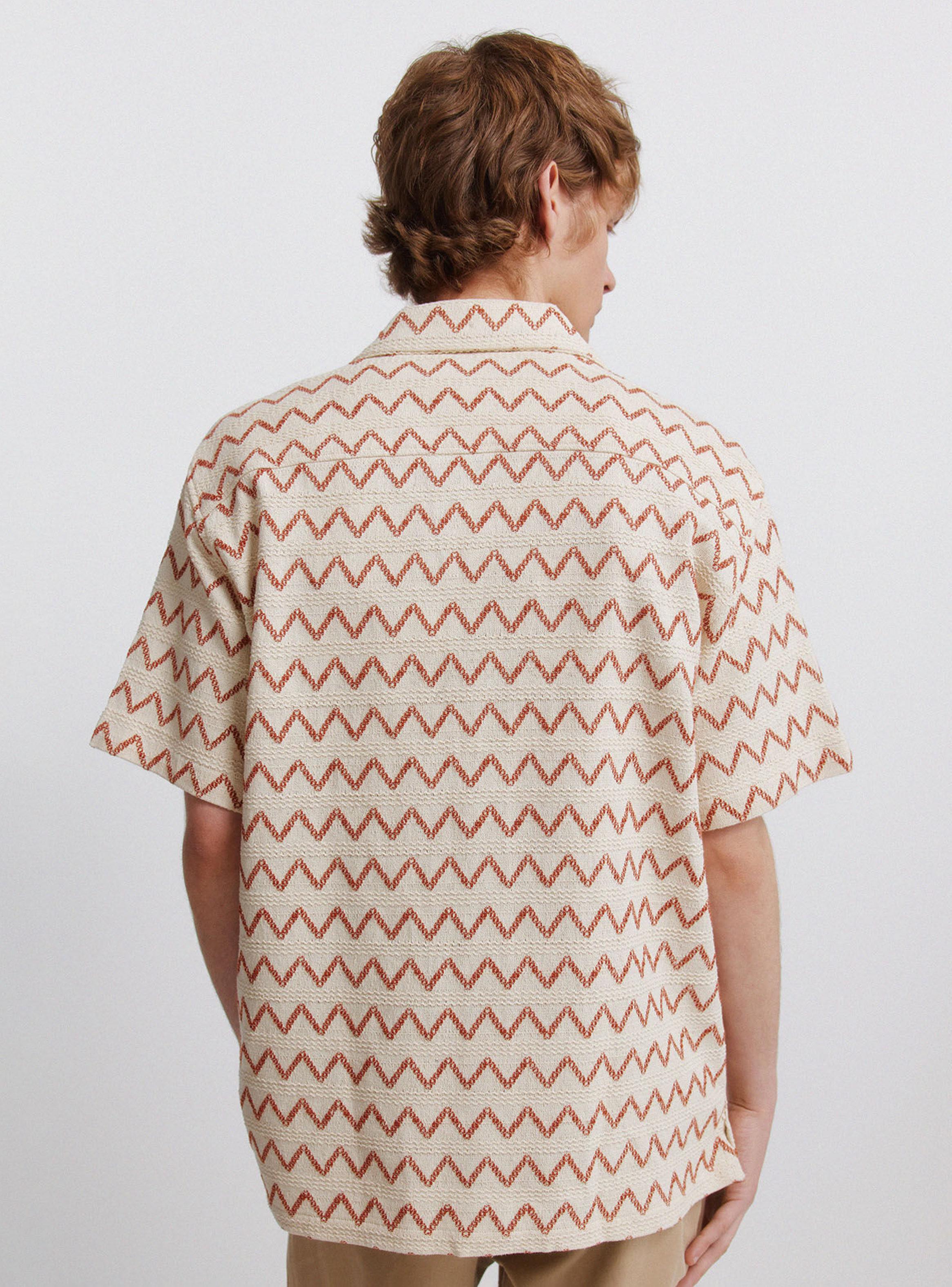 Camisa Efecto Crochet Manga Corta-1