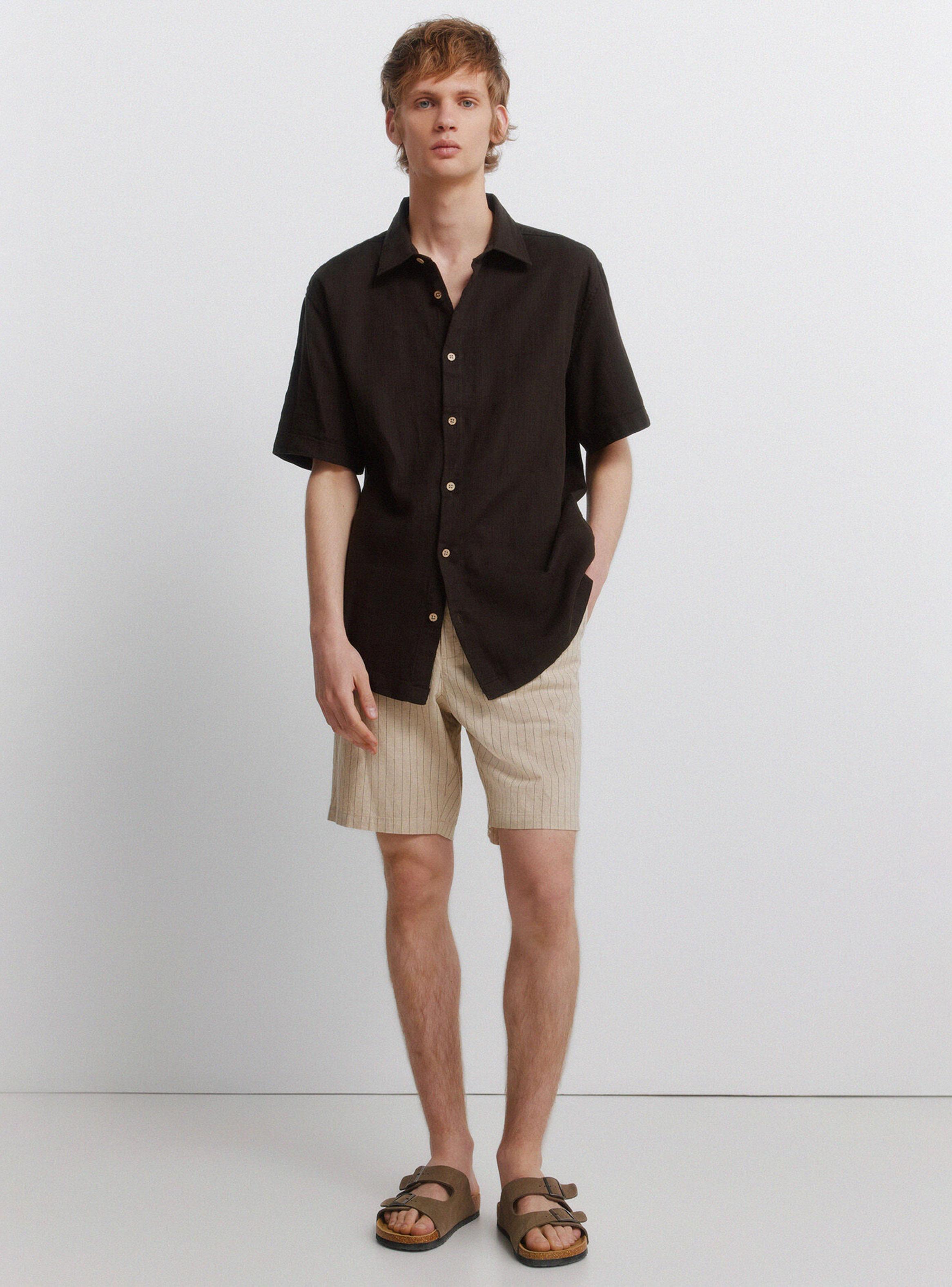 Bermuda Lino Rayas Comfort Slim Fit-5