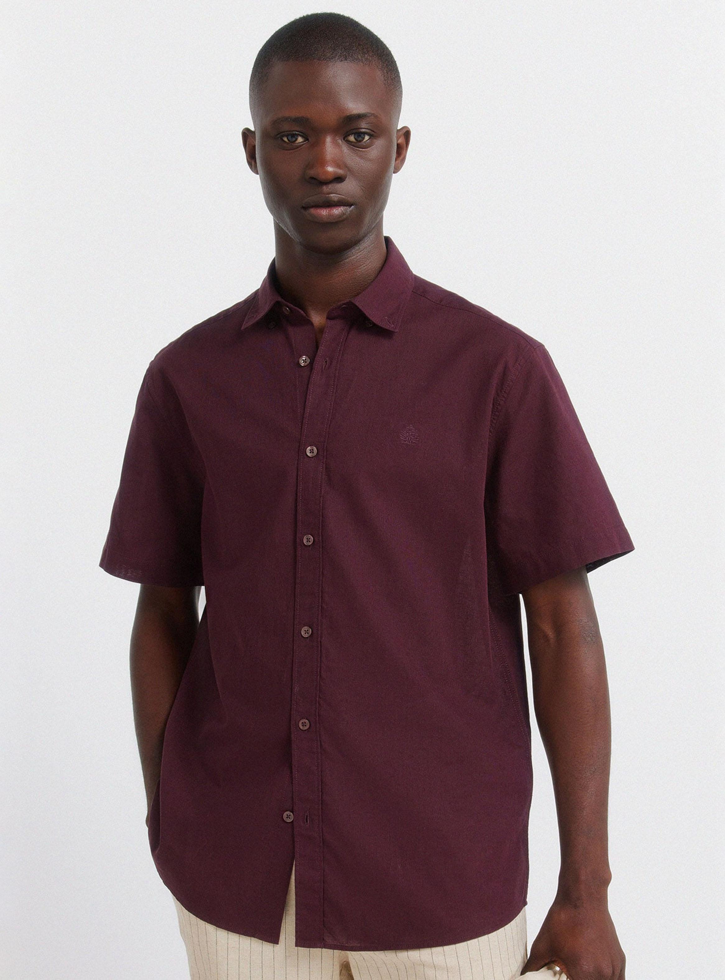 Camisa Manga Corta Lino Logo Bordado-0