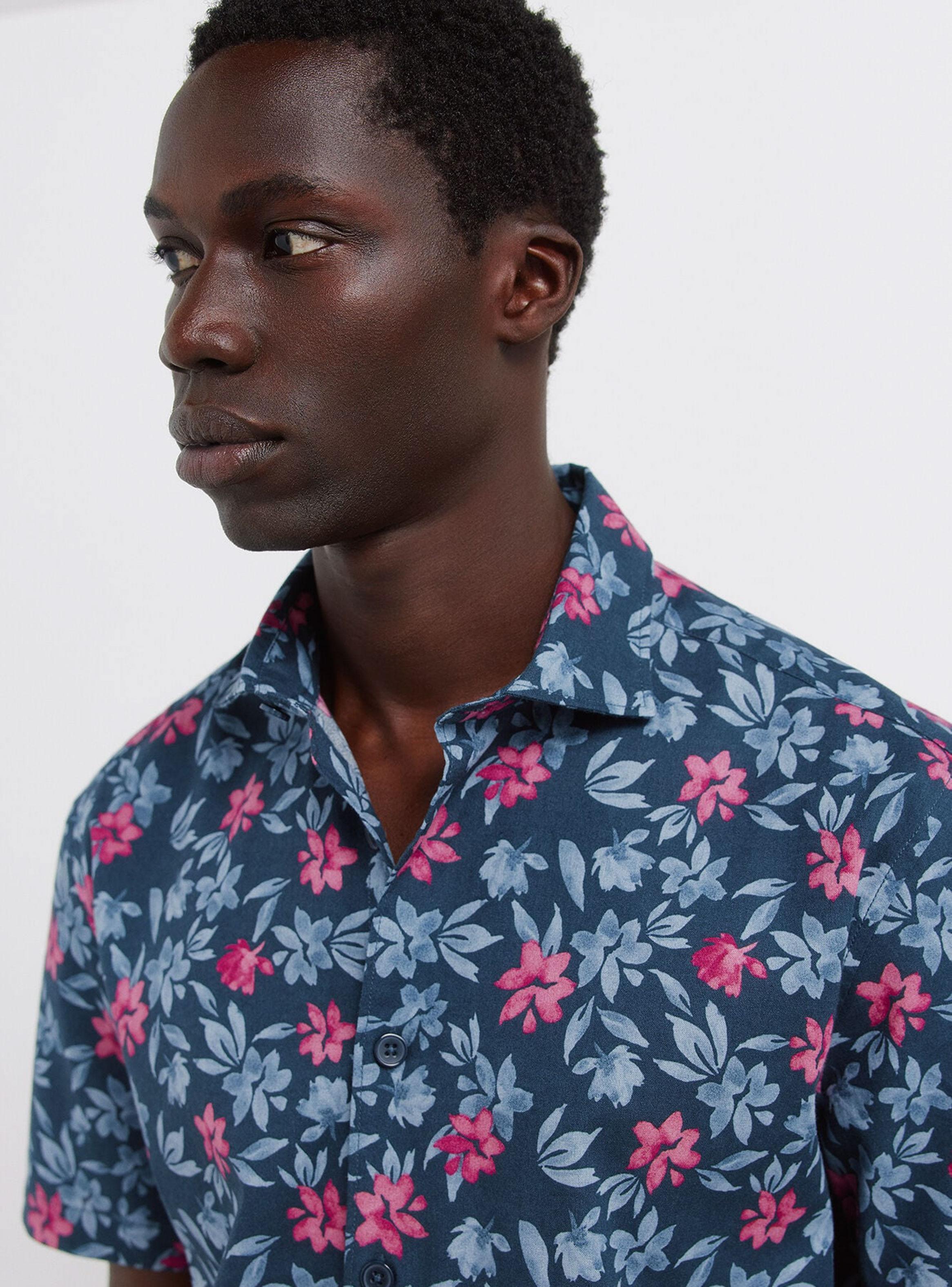 Camisa Manga Corta Lino Estampada-2