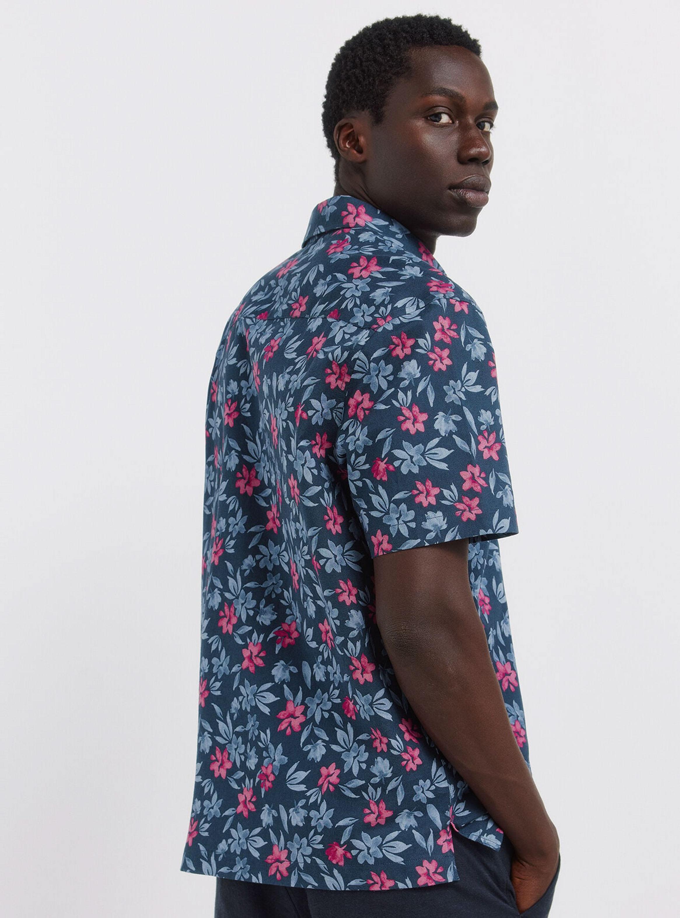 Camisa Manga Corta Lino Estampada-1