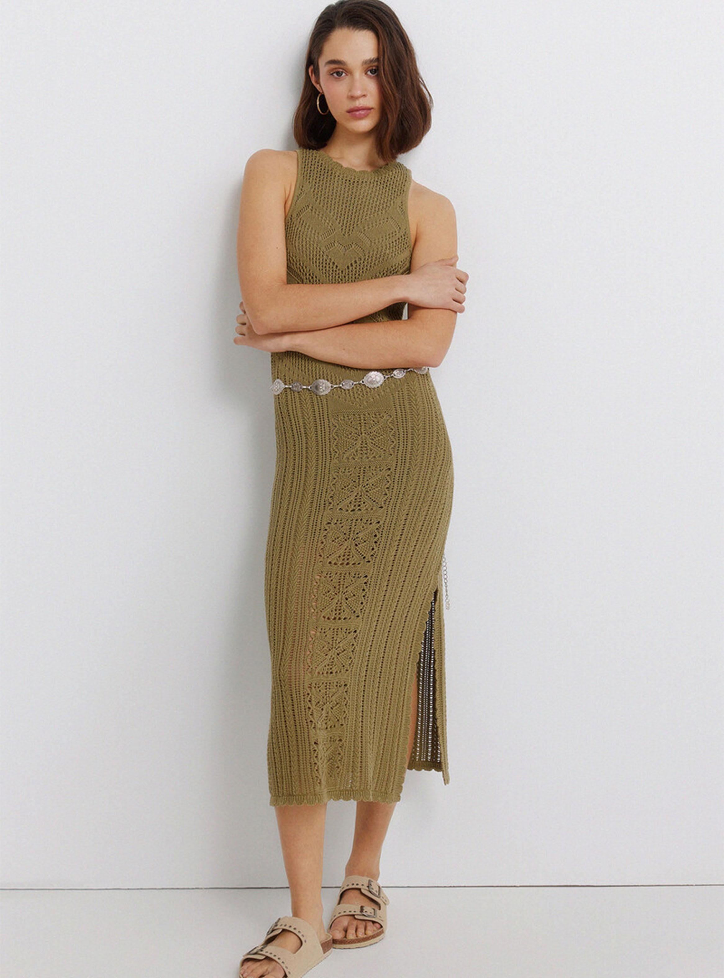 Vestido Midi de Punto Calado-5
