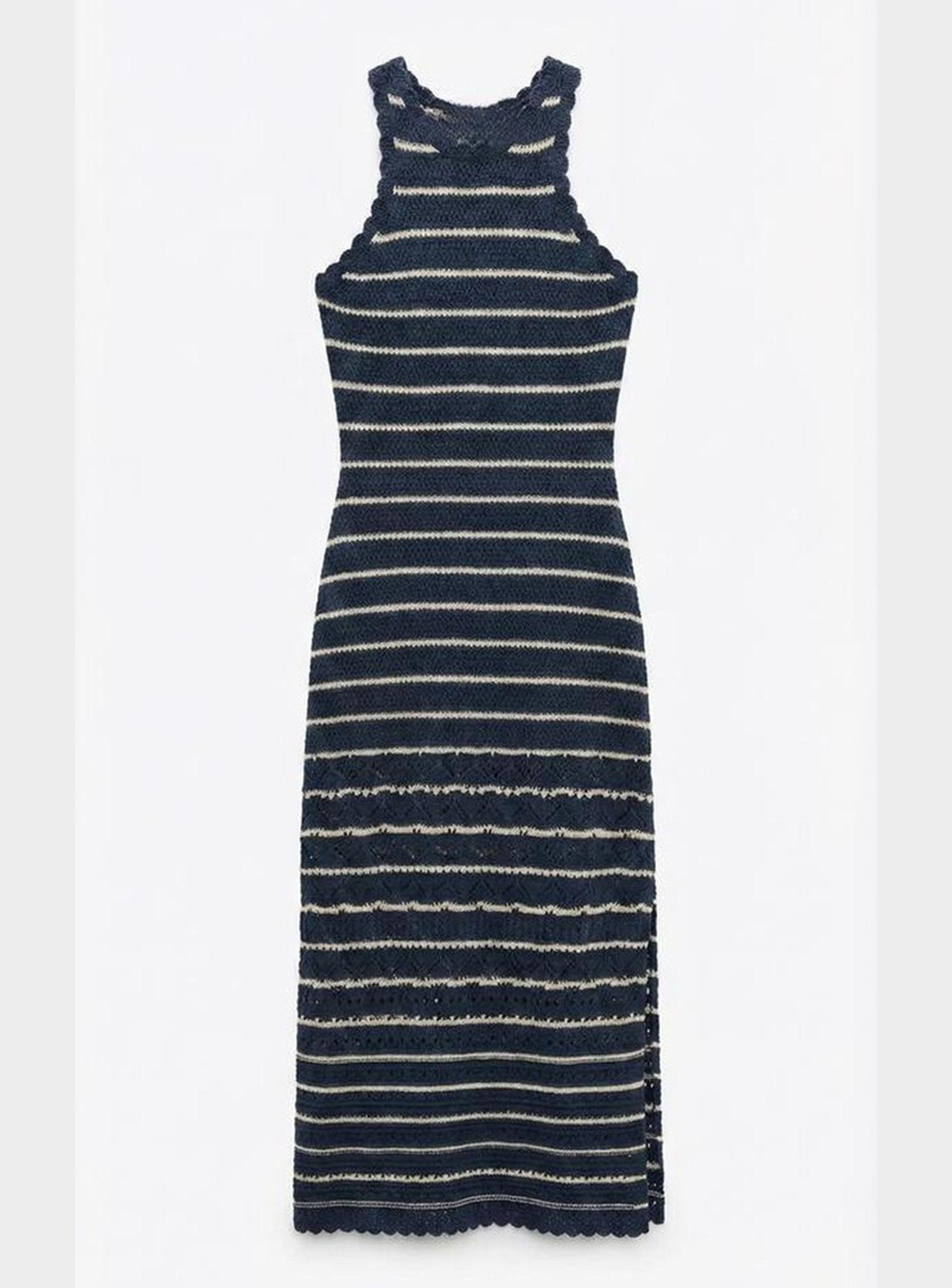 Vestido de Punto Calado a Rayas-5