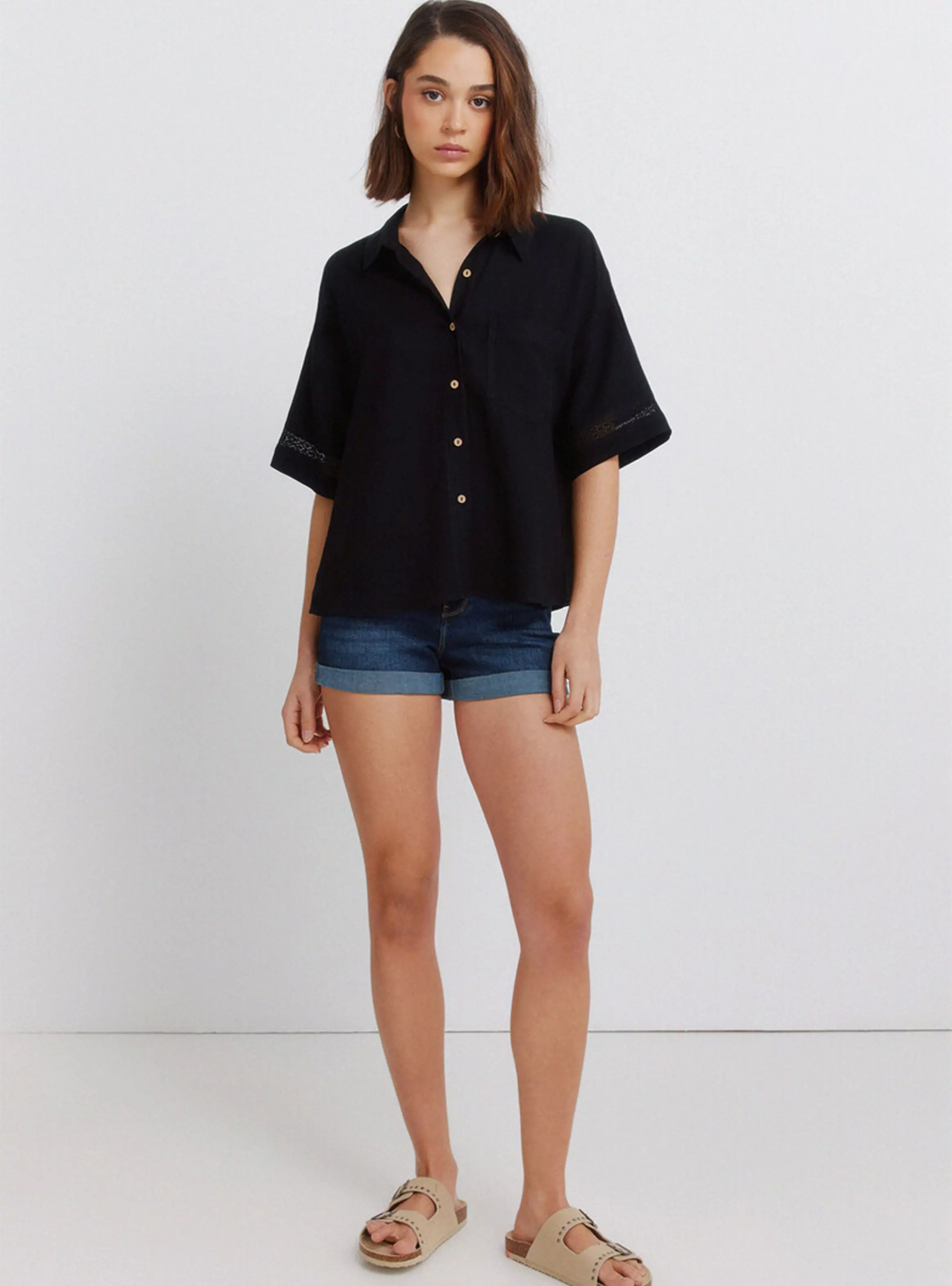 Short Mezclilla Regular Fit Tiro Medio-5
