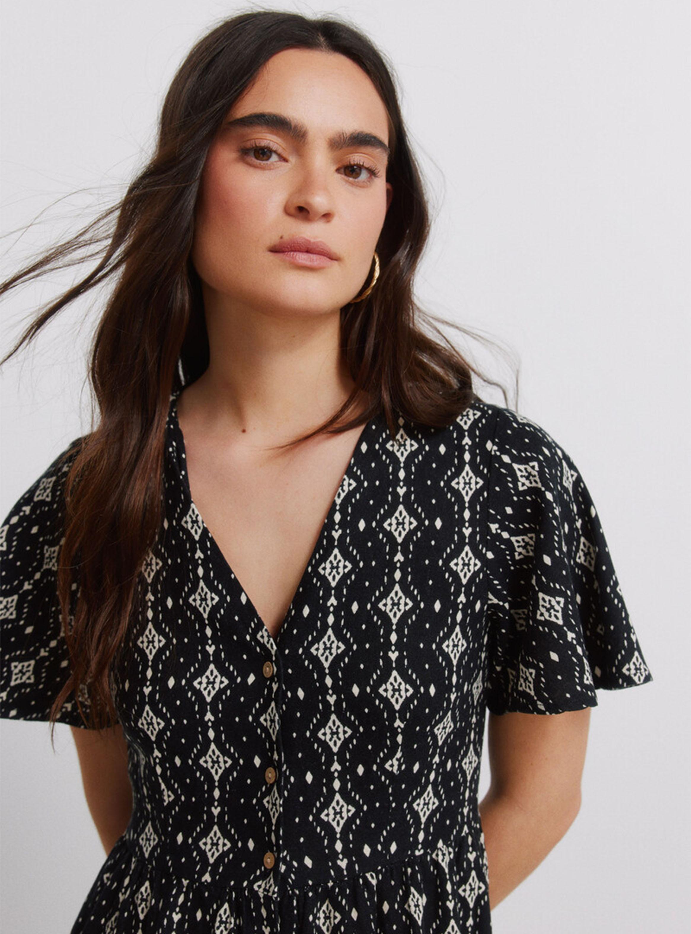 Vestido Midi Camisero Estampado de Lino-3