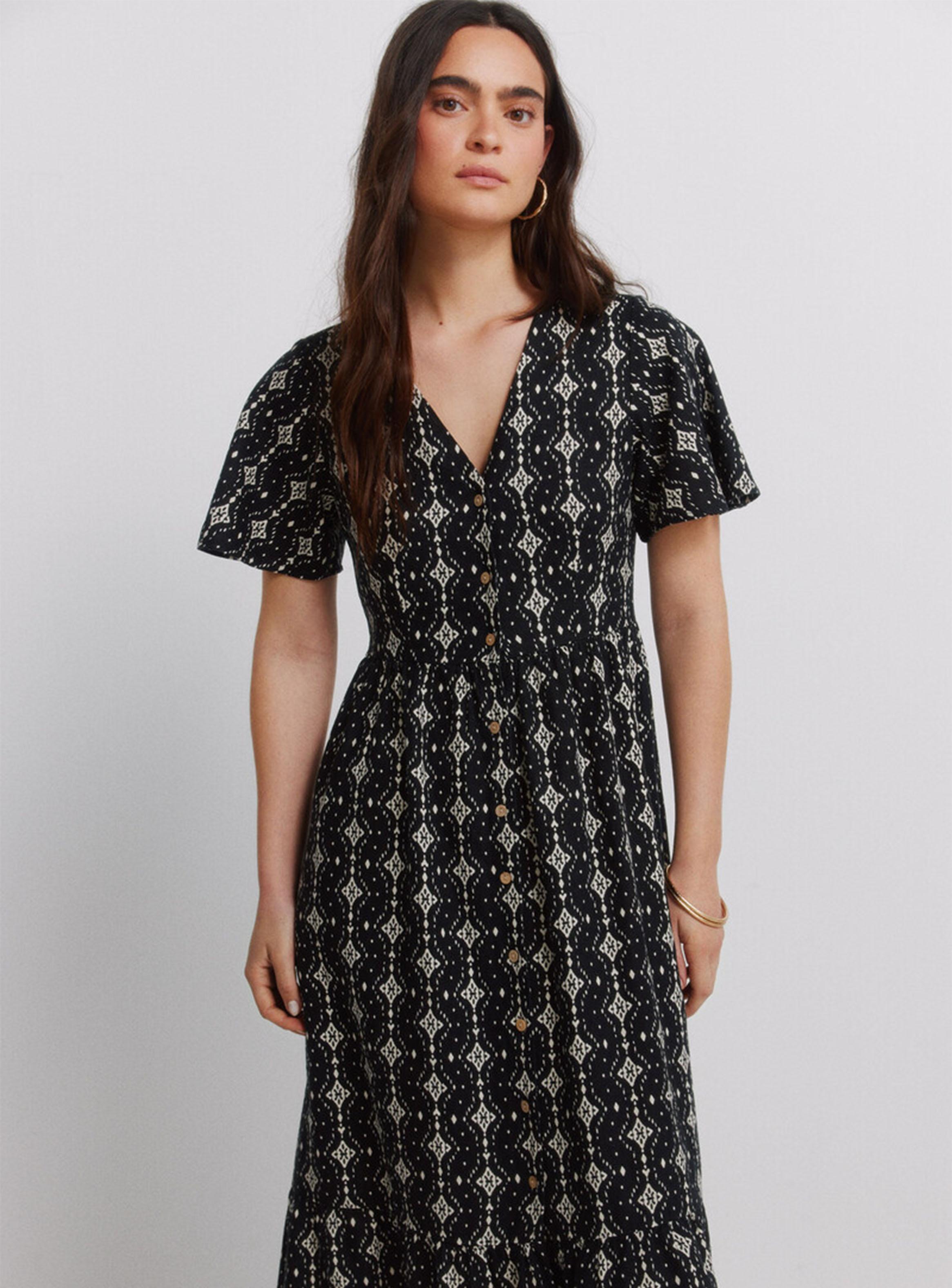 Vestido Midi Camisero Estampado de Lino-2