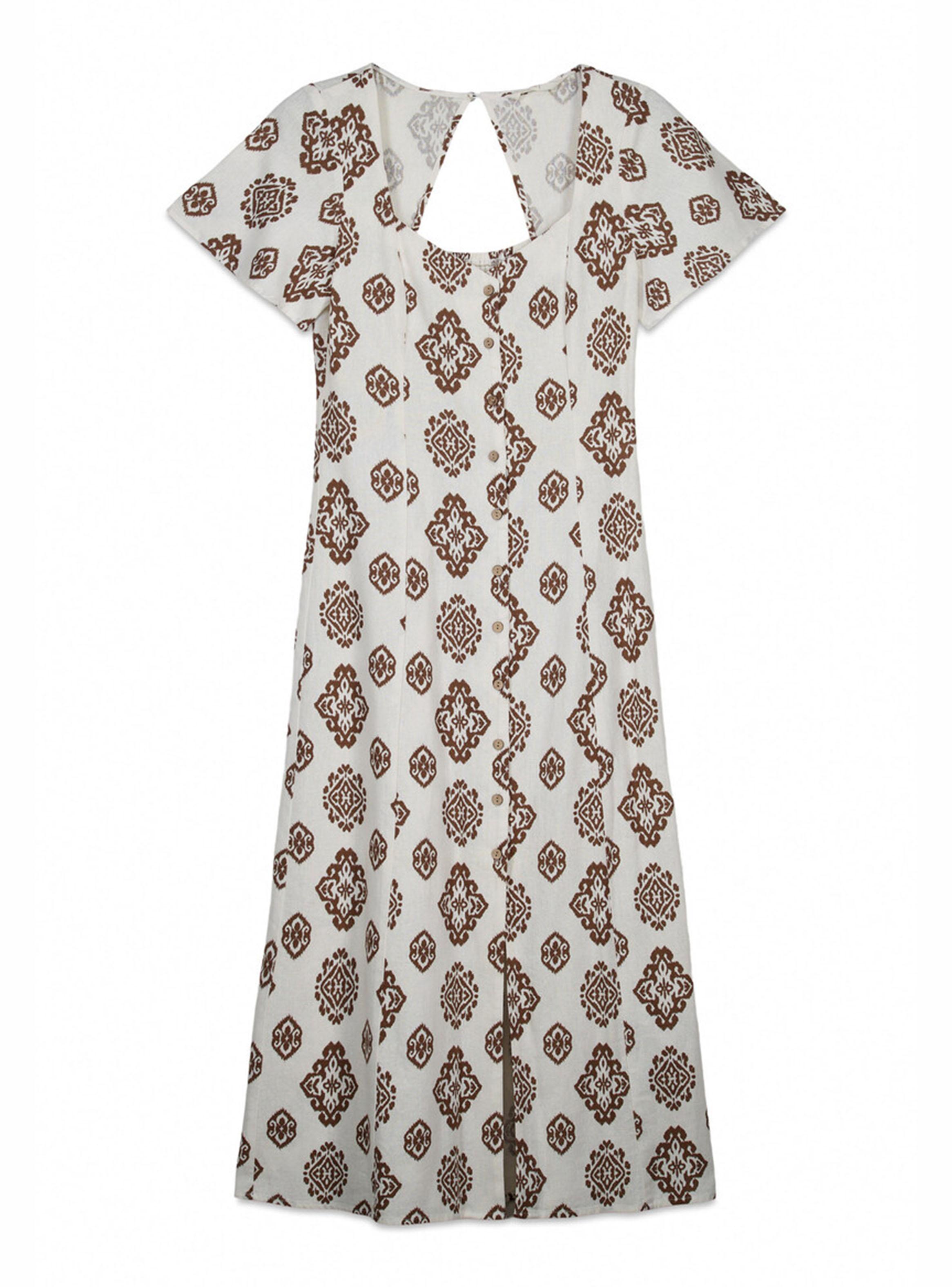 Vestido Camisero Estampado de Lino-5