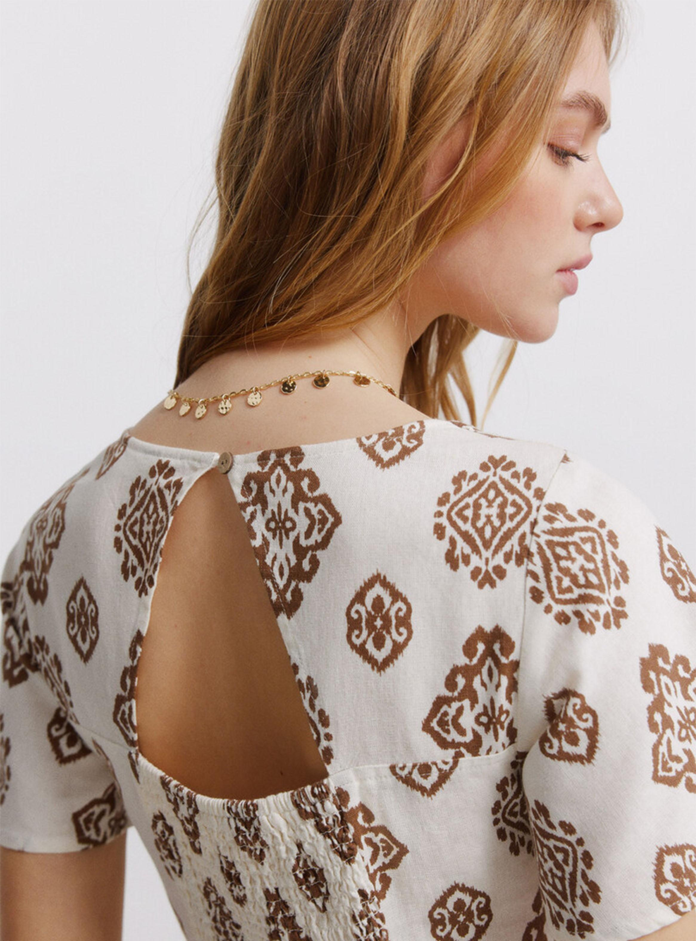 Vestido Camisero Estampado de Lino-4