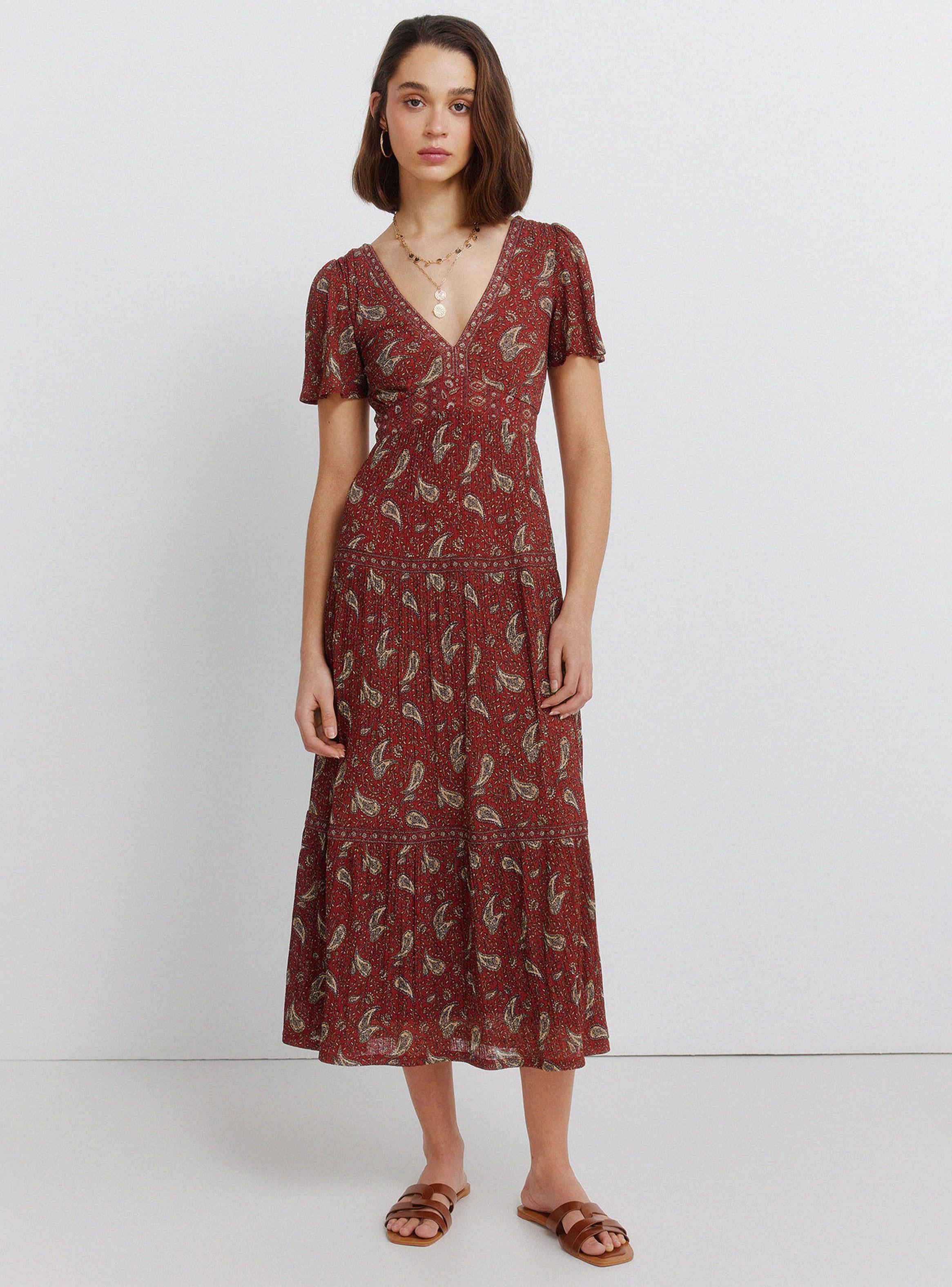 Vestido Midi Estampado Cenefas-0