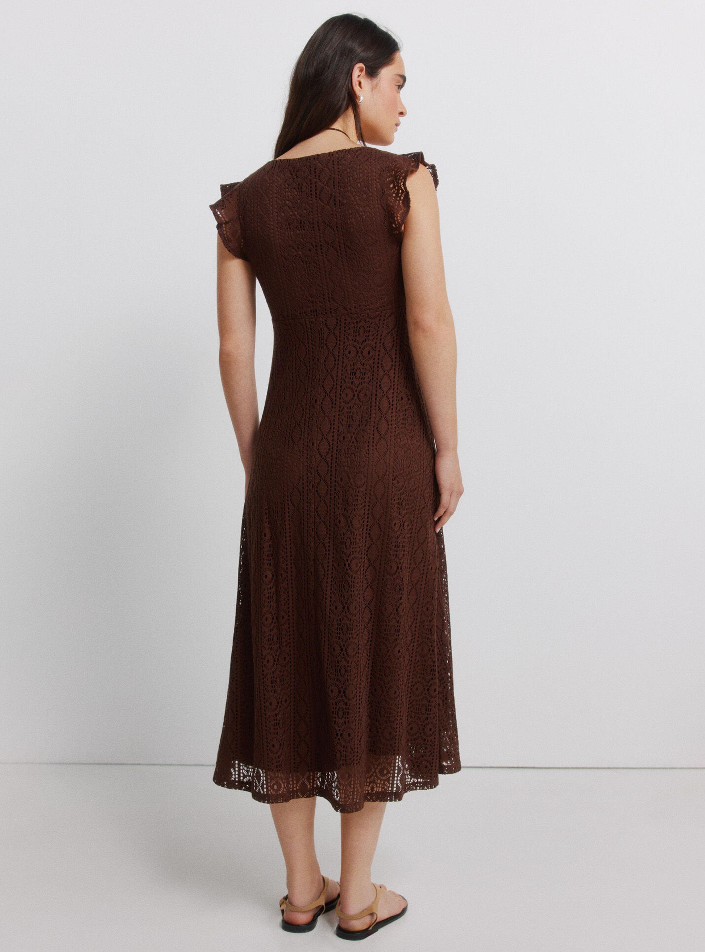 Vestido Midi Manga Corta Volantes-1