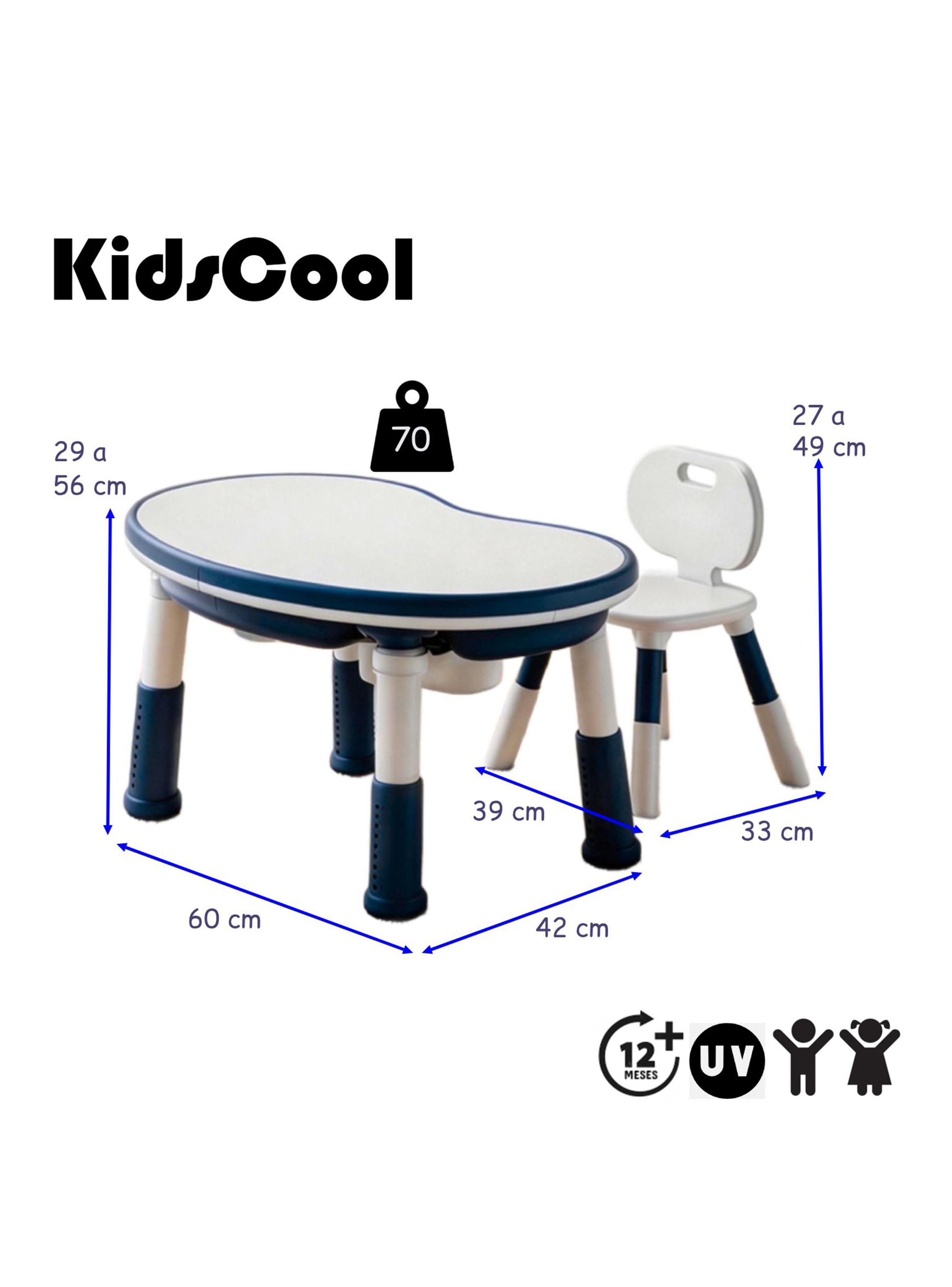 Mesa Escritorio Infantil con Silla y Altura Regulable Azul-1