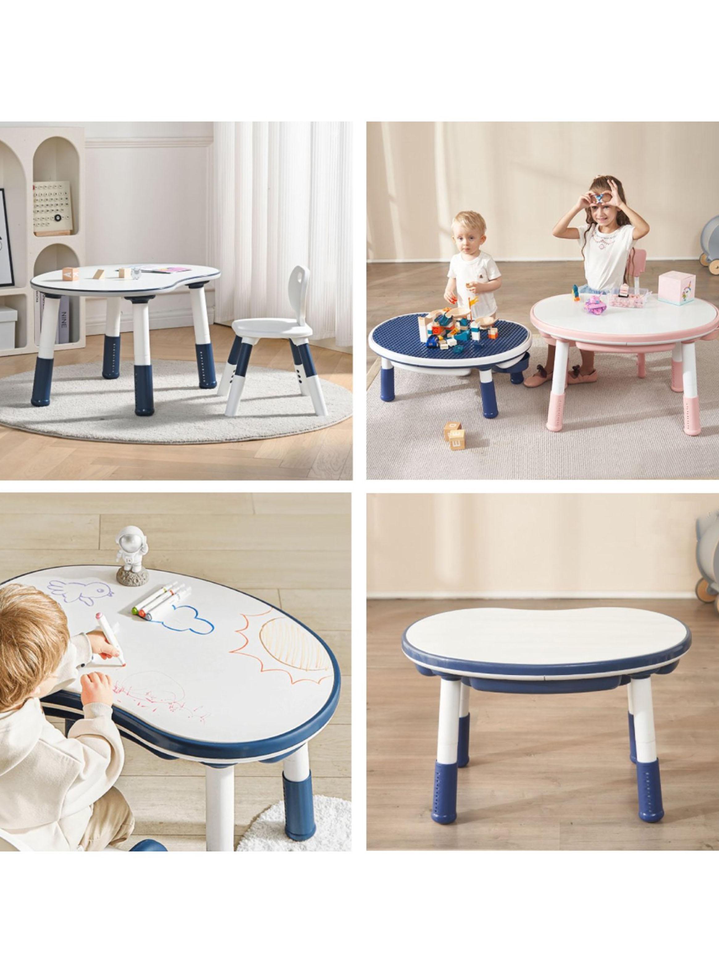 Mesa Escritorio Infantil con Silla y Altura Regulable Azul-3