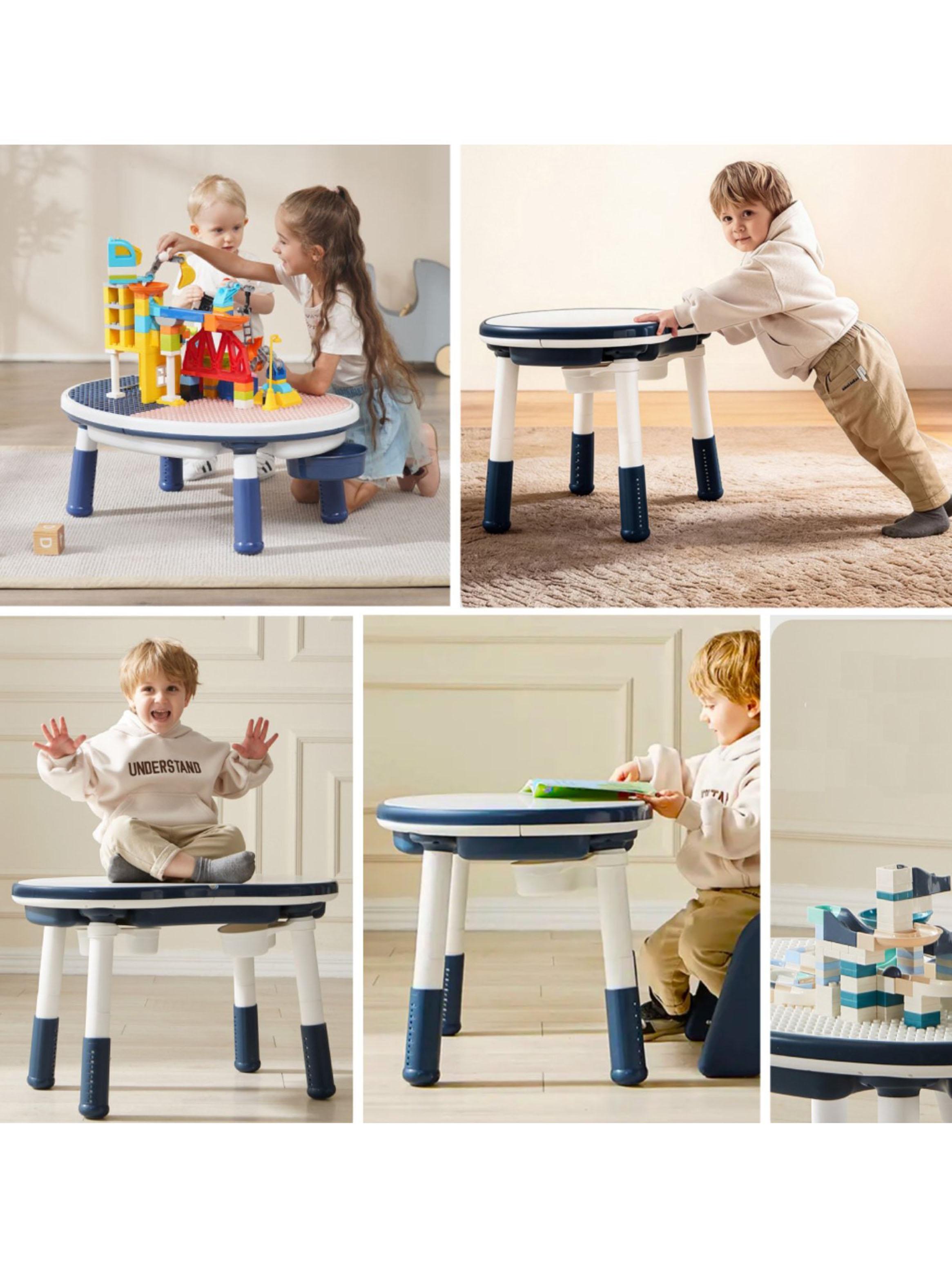 Mesa Escritorio Infantil con Silla y Altura Regulable Azul-4