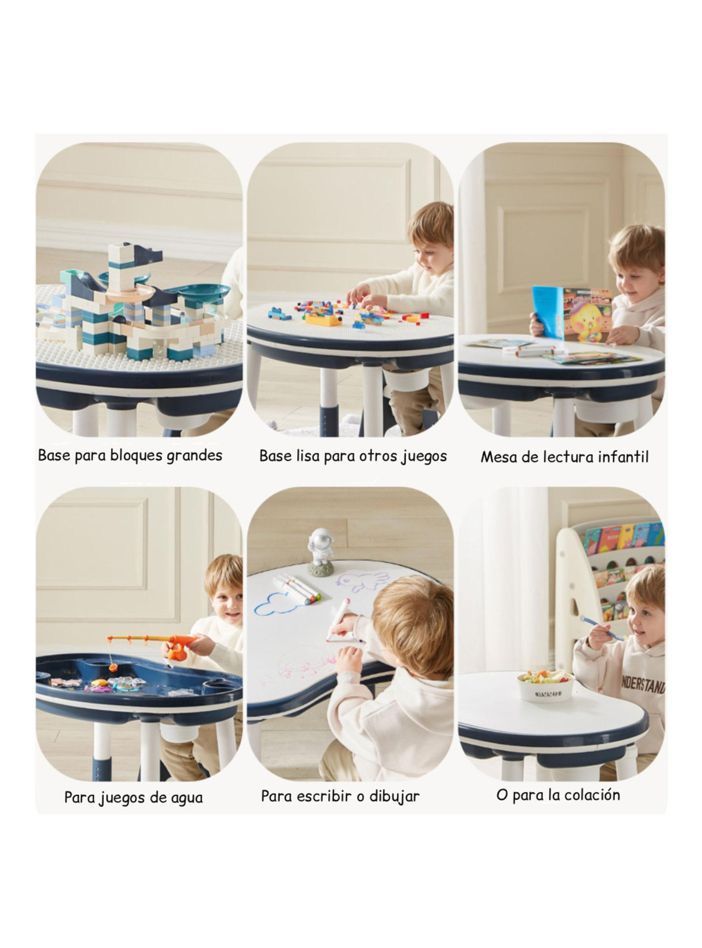 Mesa Escritorio Infantil con Silla y Altura Regulable Azul-5