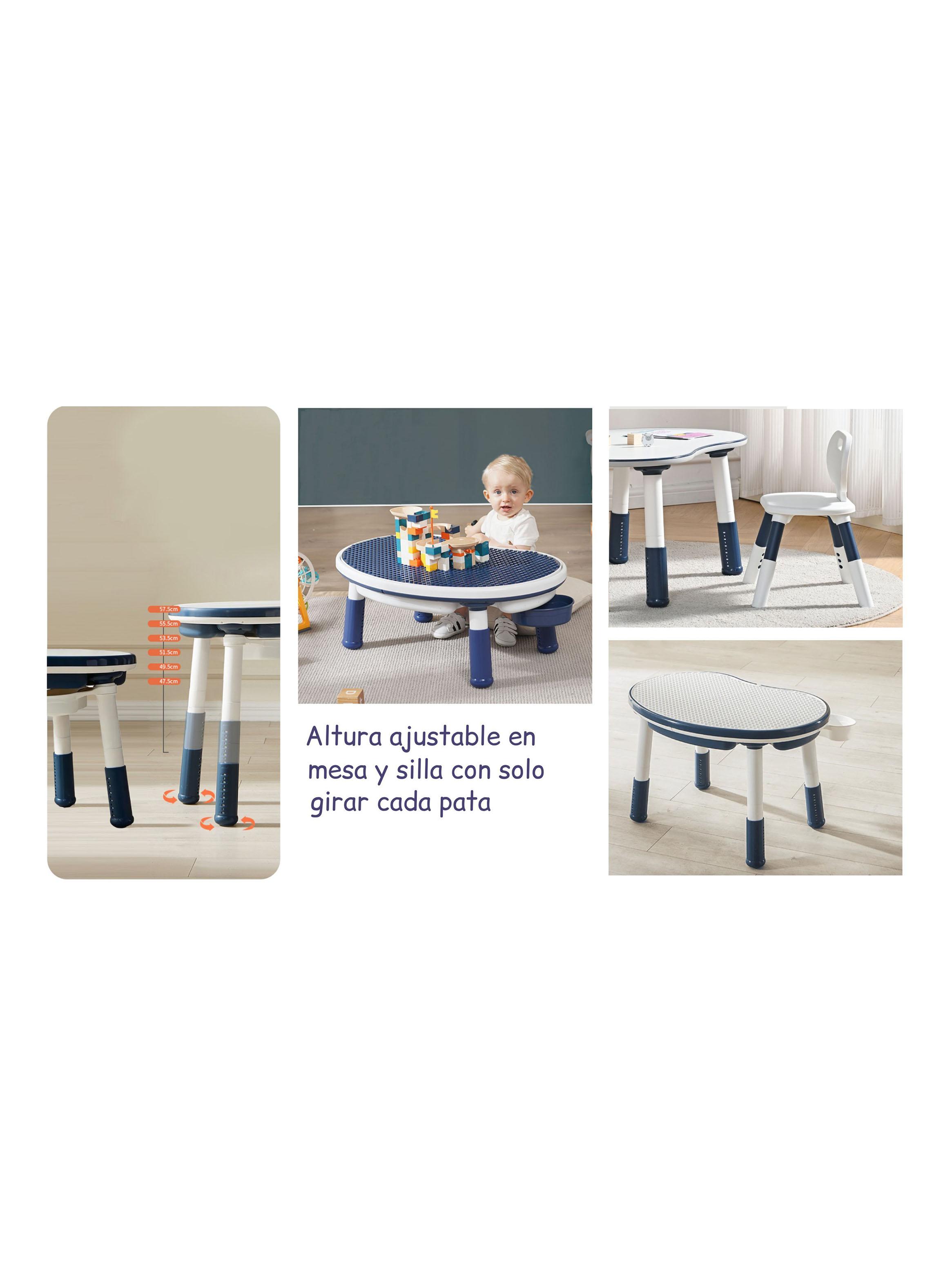 Mesa Escritorio Infantil con Silla y Altura Regulable Azul-2