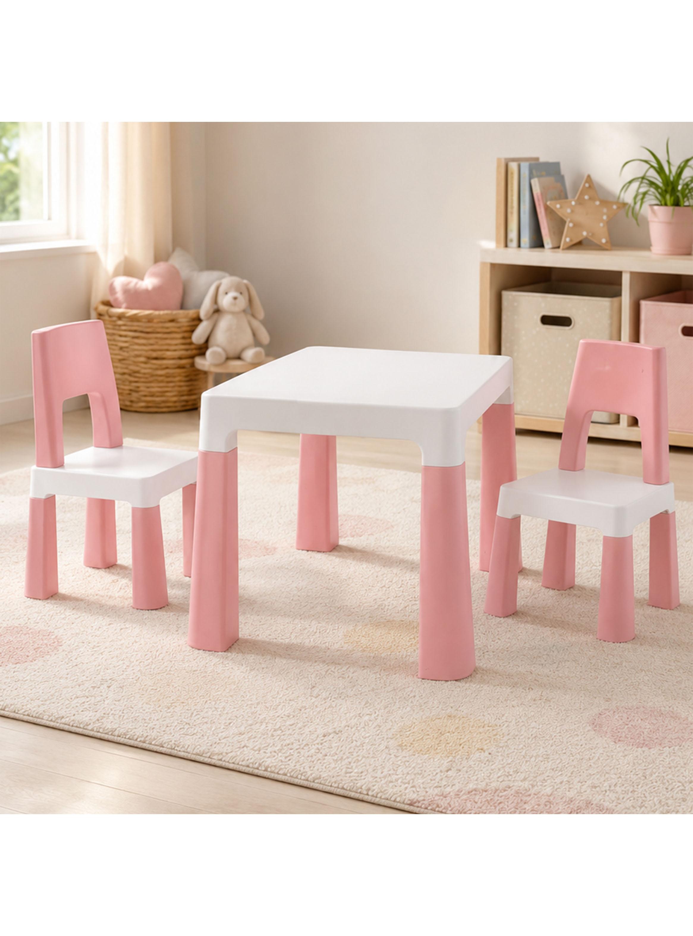 Set Mesa Infantil con 2 Sillas y Cajones Rosado-5